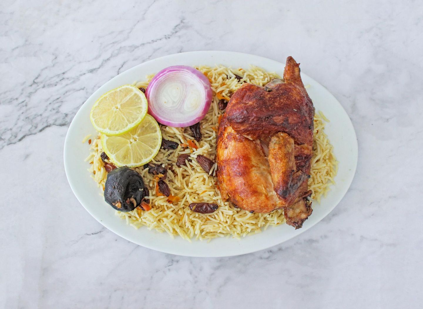 Half Grilled Chicken With White Rice