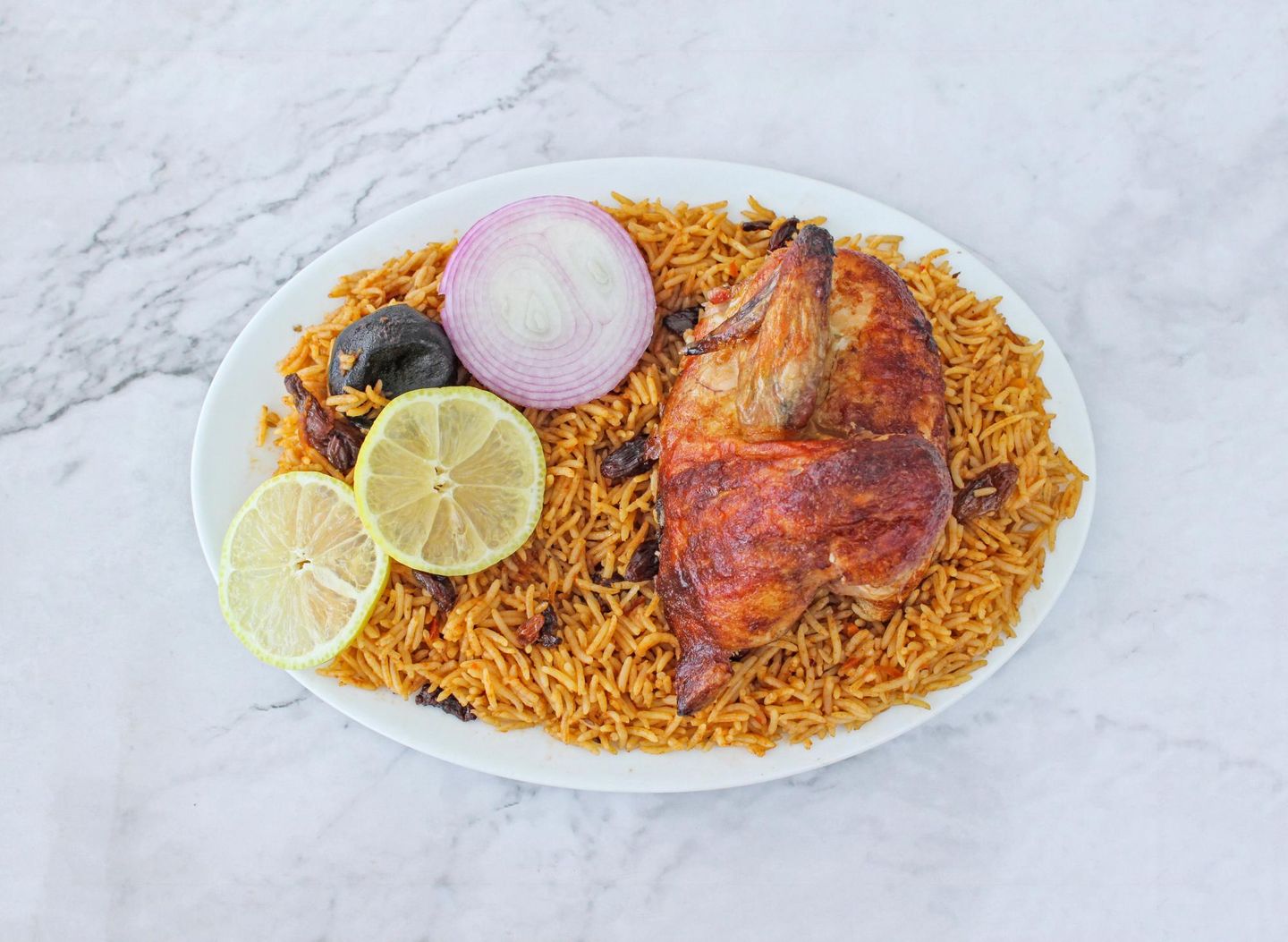 Quarter Grilled Chicken With Red Rice