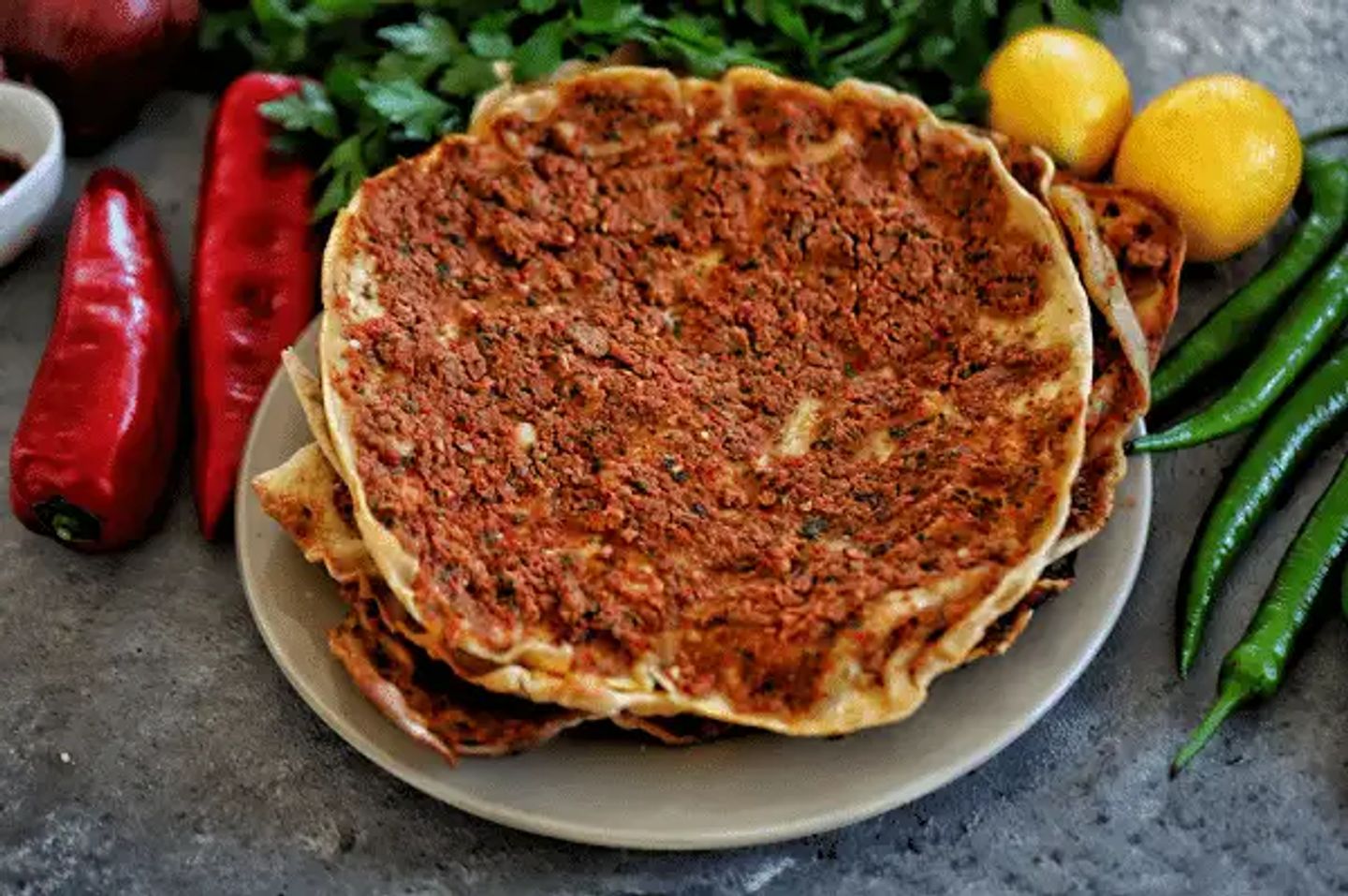 Lahmah Bel Ajeen With Pomegranate Molasses