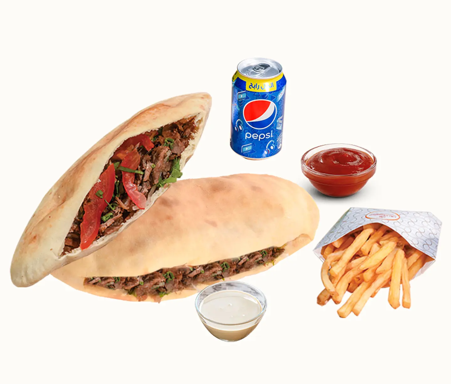 وجبة الشاورما اللحم  العراقية دبل
