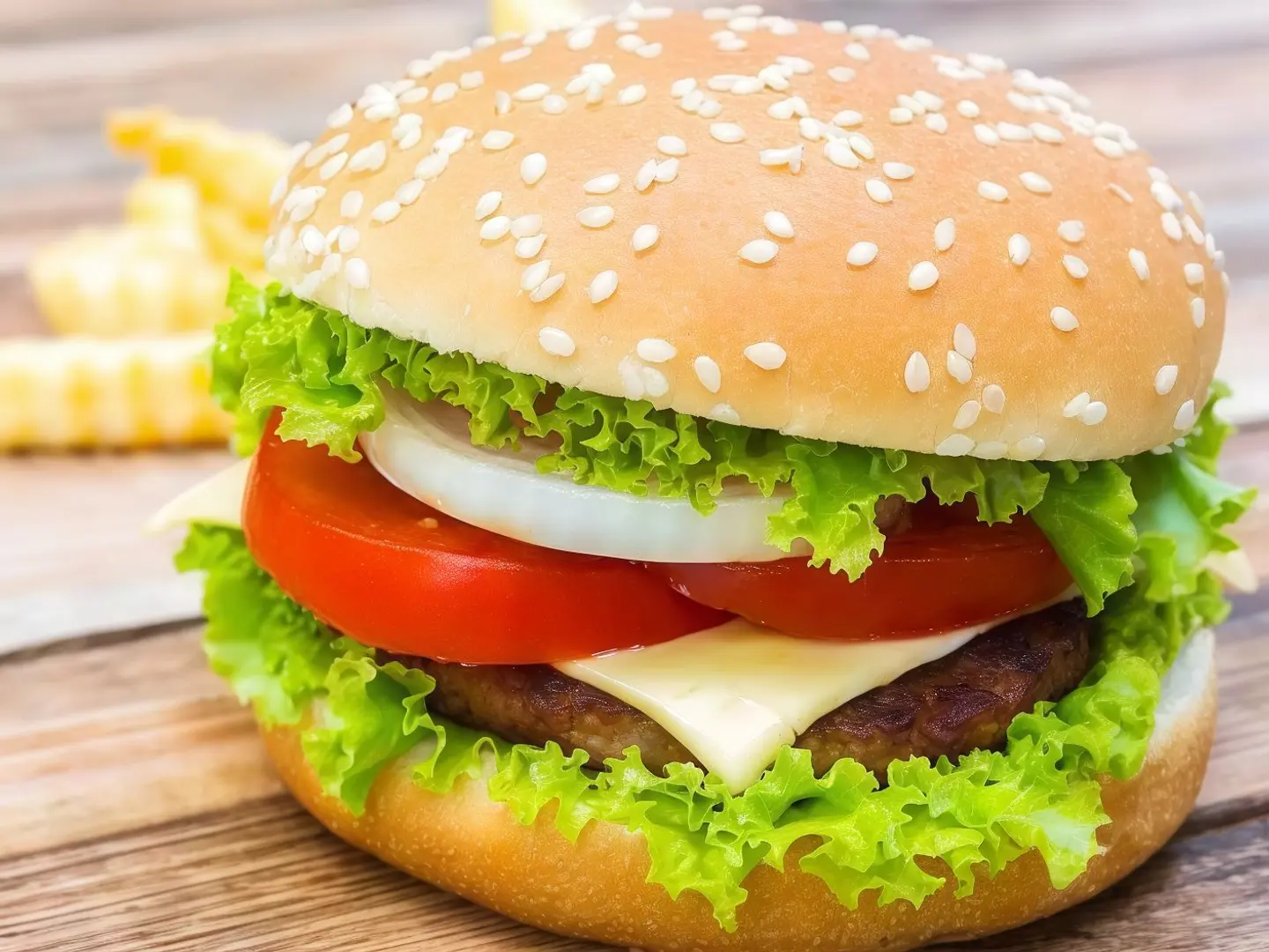 برجر لحم خبز البطاطس