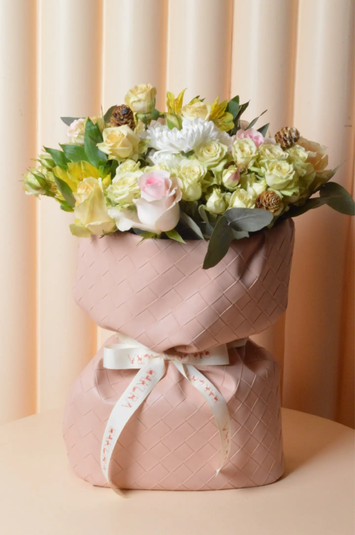 Bouquet With Nude Leather Wrap