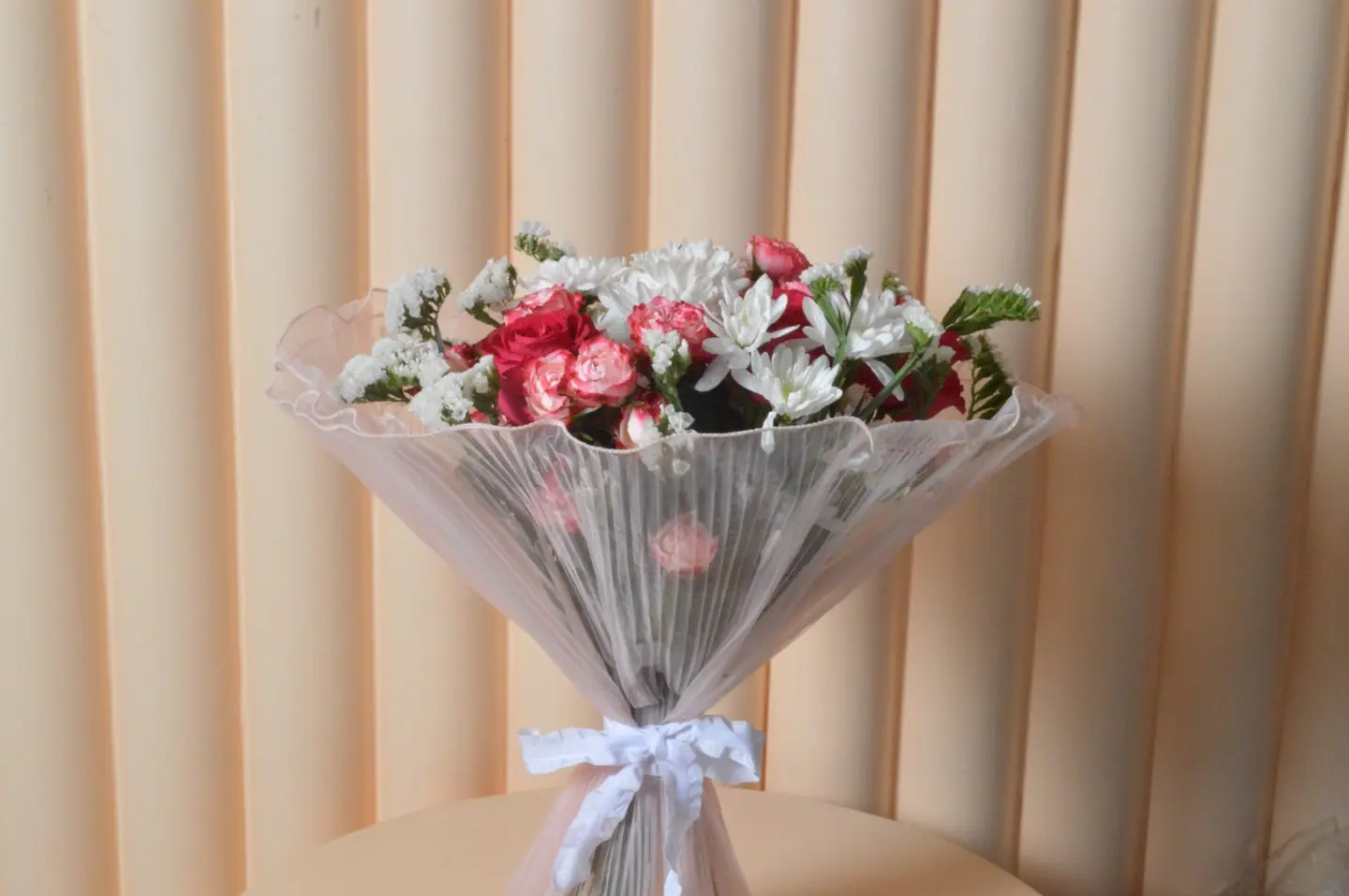 Bouquet With Baby Pink Fabric Wrap