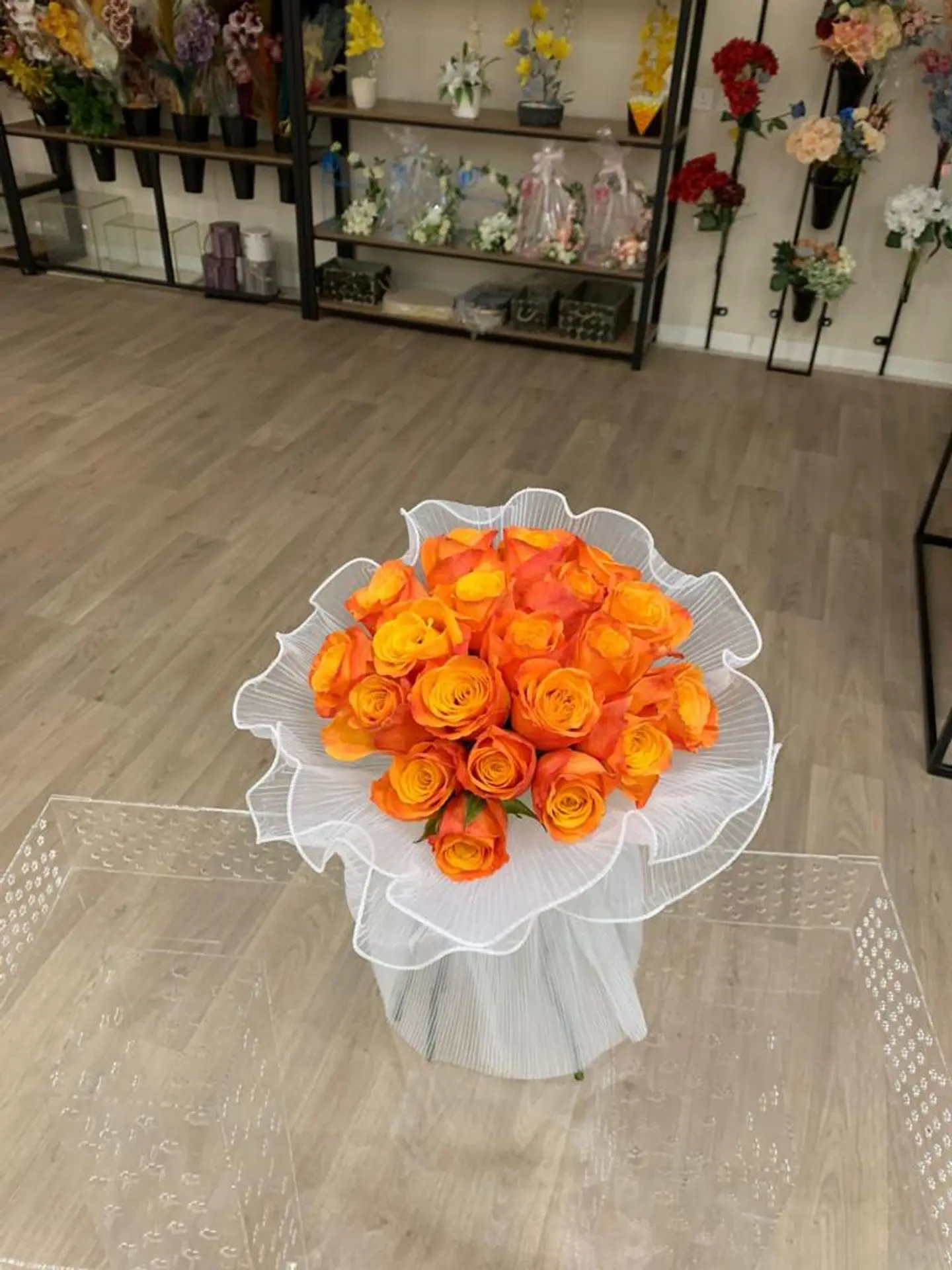 Orange And Lace Bouquet