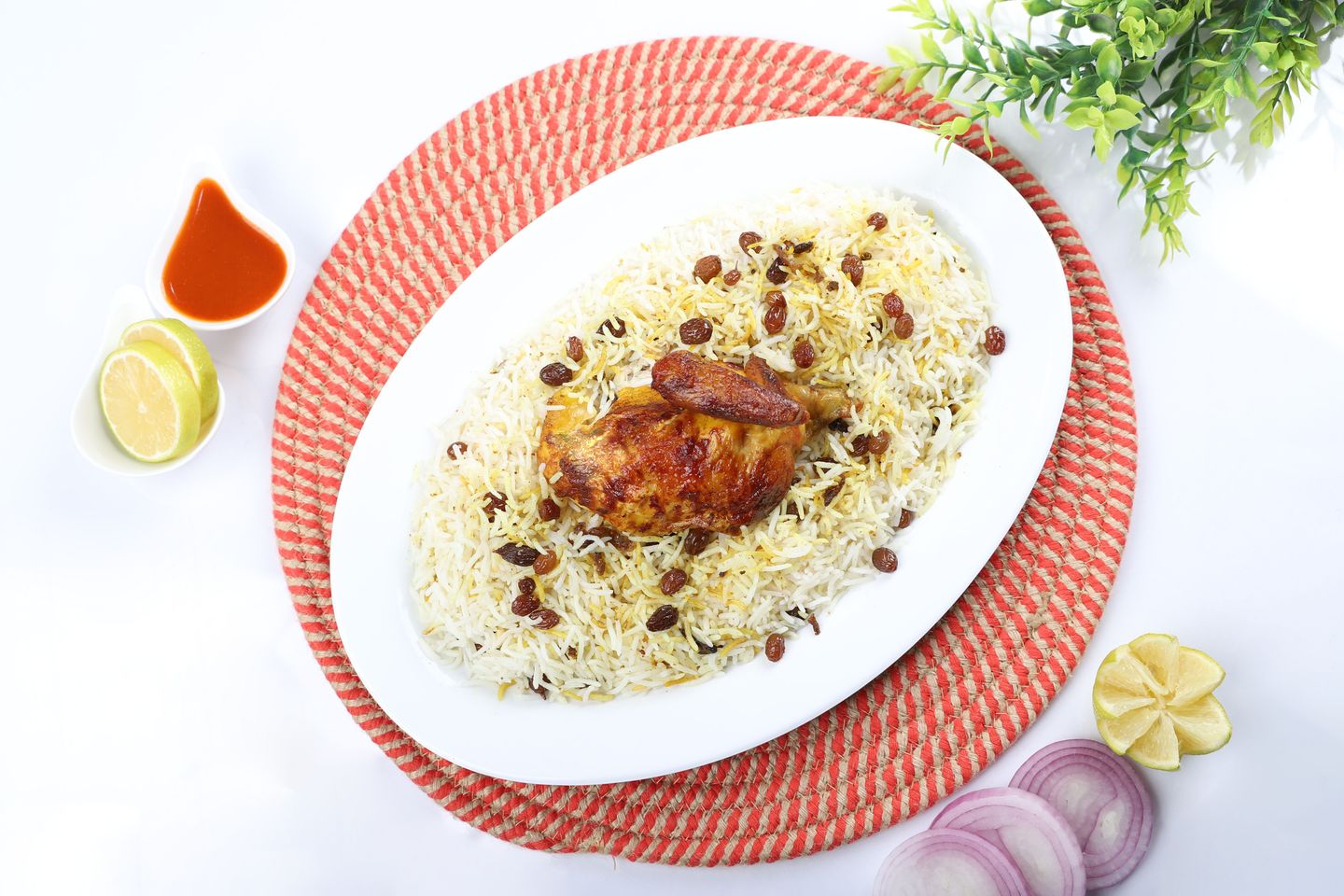 ربع دجاج شواية رز بخاري