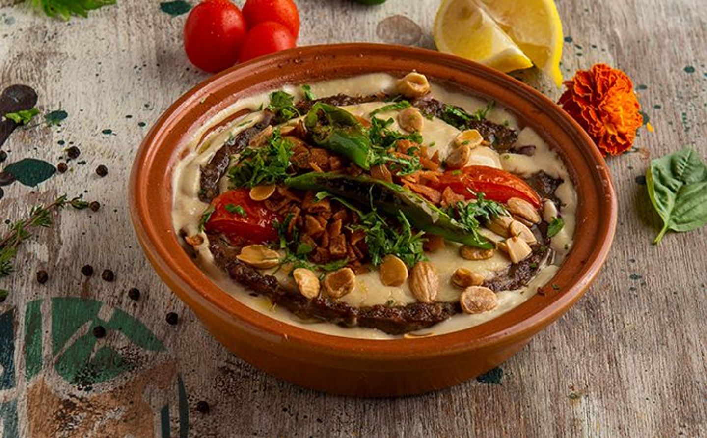 كفتة باذنجان بالطحينية