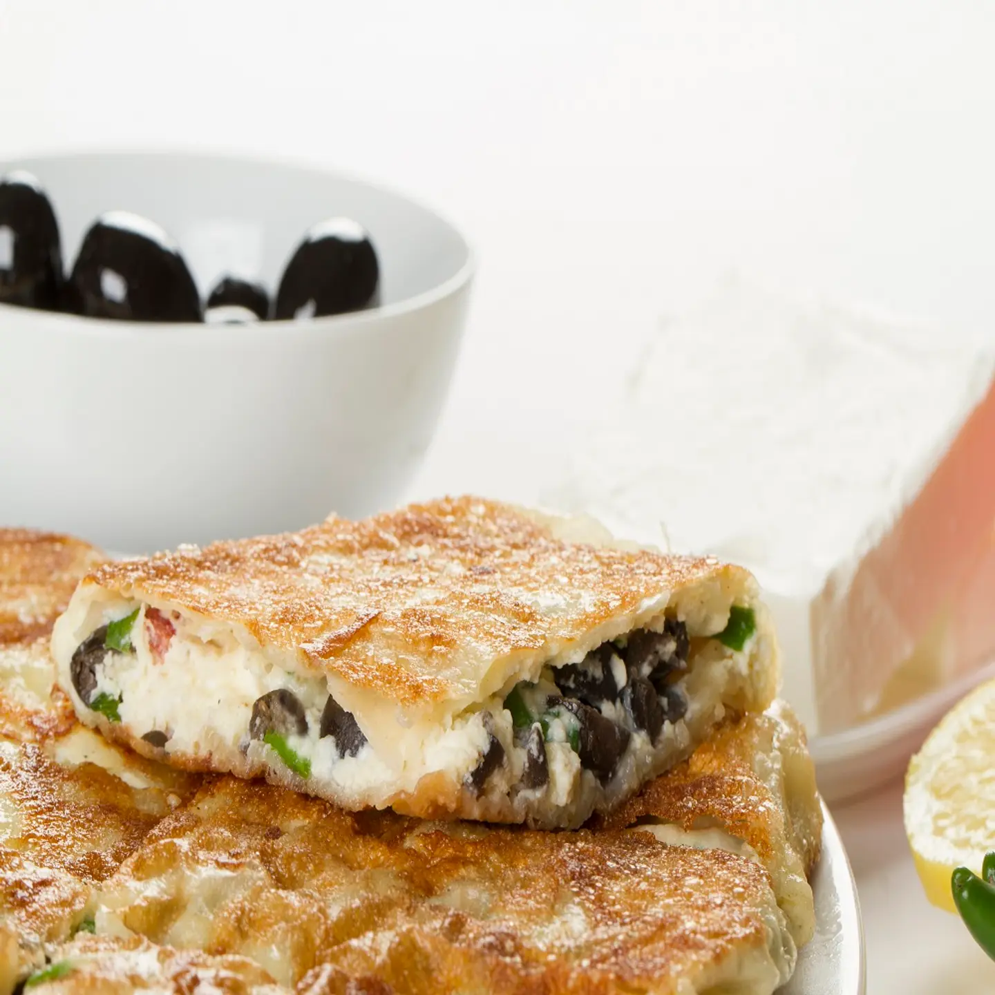 White Cheese With Olive Slices Mutabbak