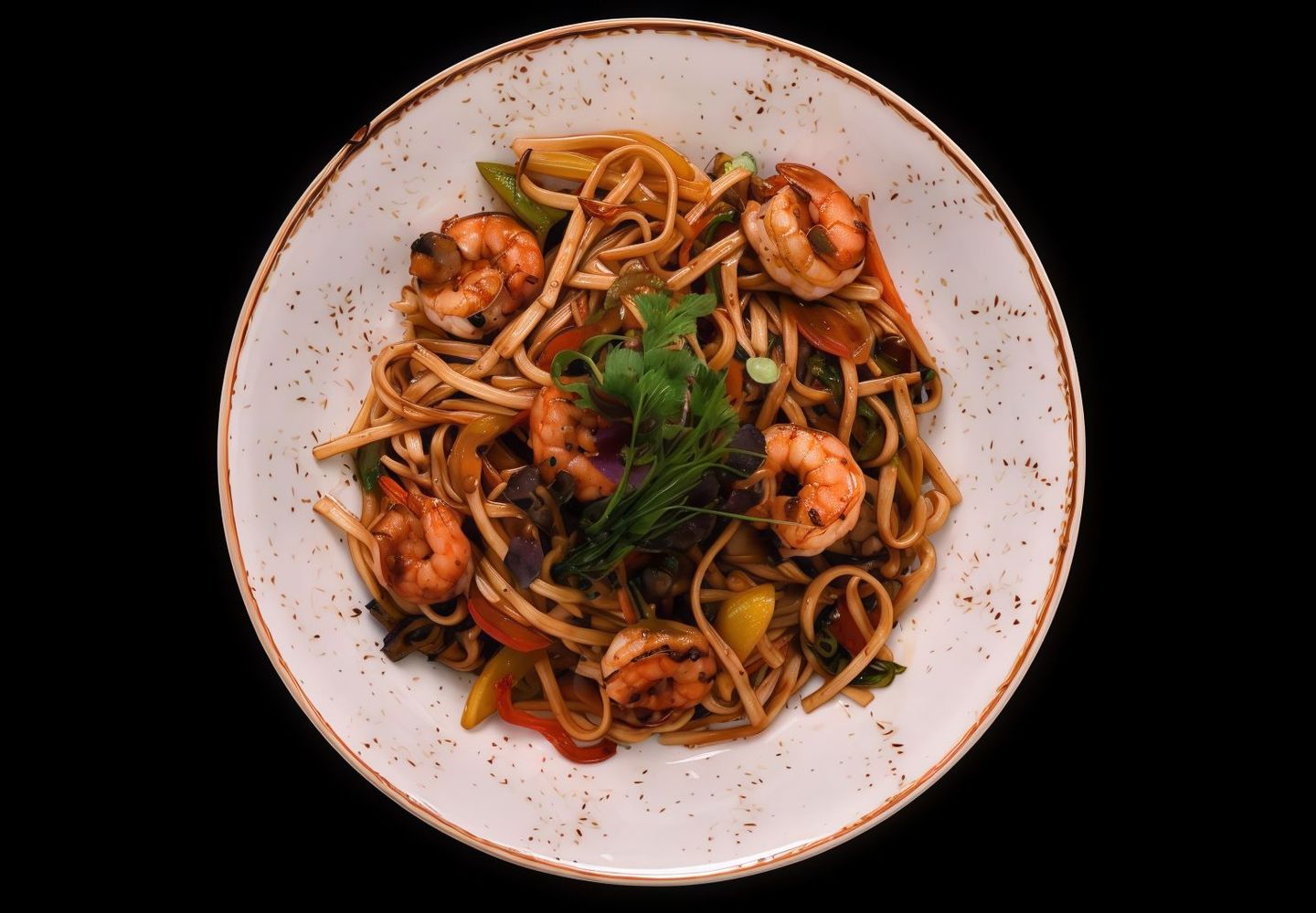 Shrimp Yakisoba (With Turkey Bacon)