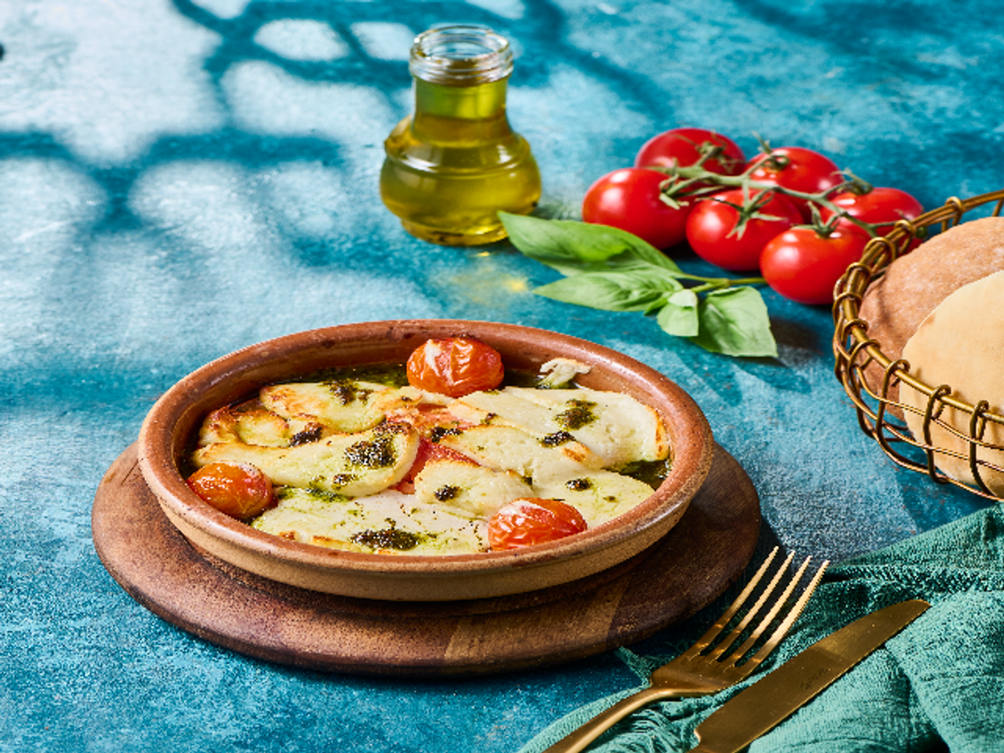 Baked Haloumi With Pesto