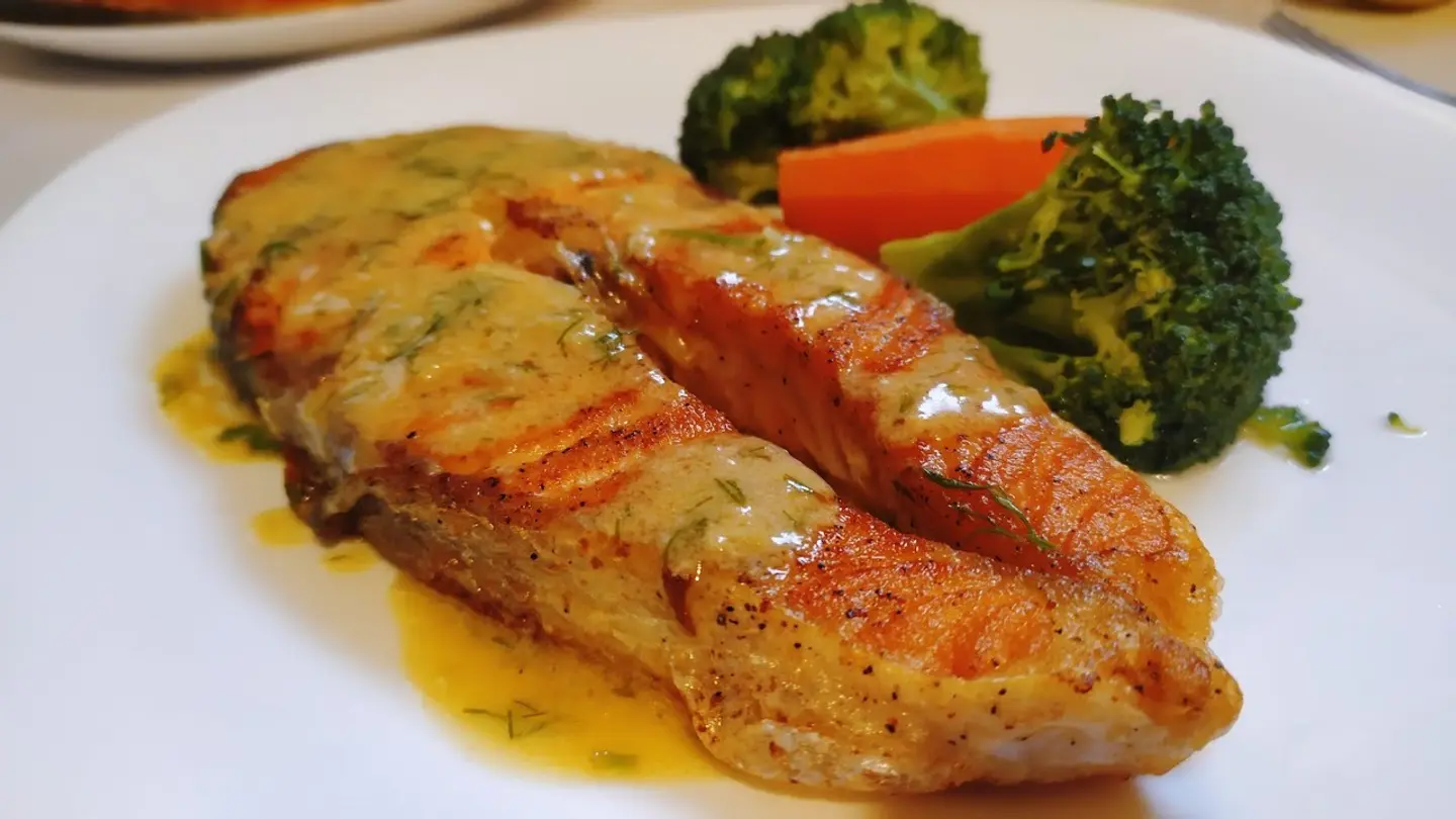 Salmon Fish With Oil And Lemon