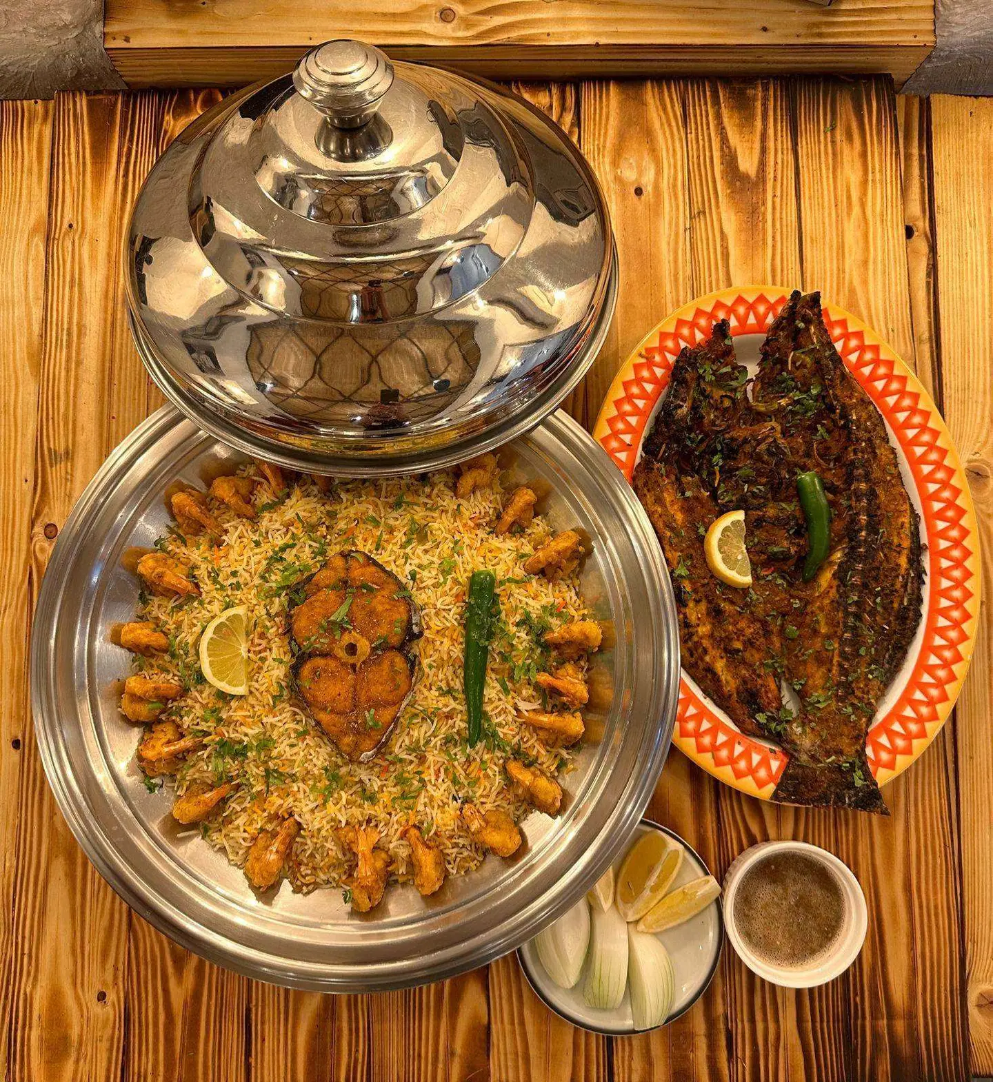 وجبة عروسة و كنعد وربيان