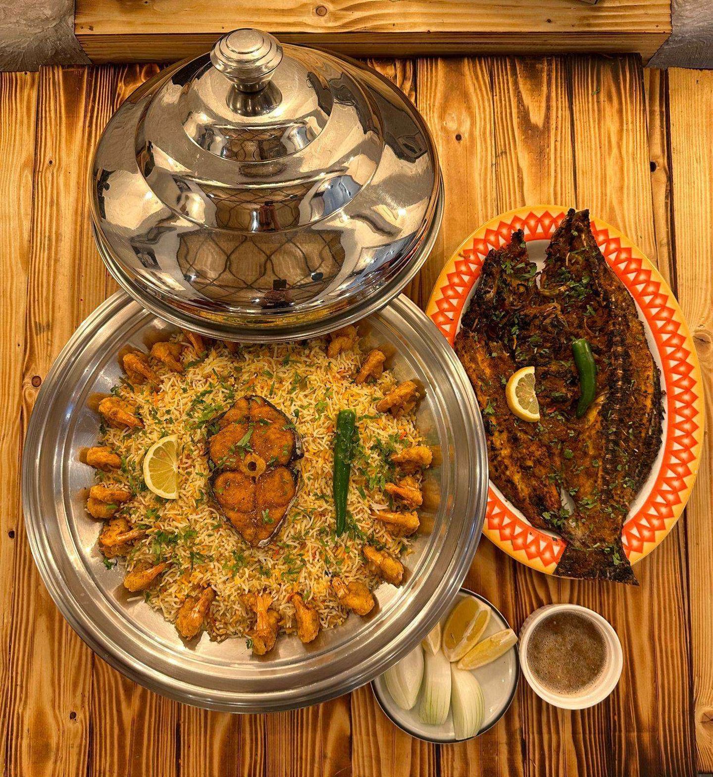 وجبة عروسة و كنعد وربيان