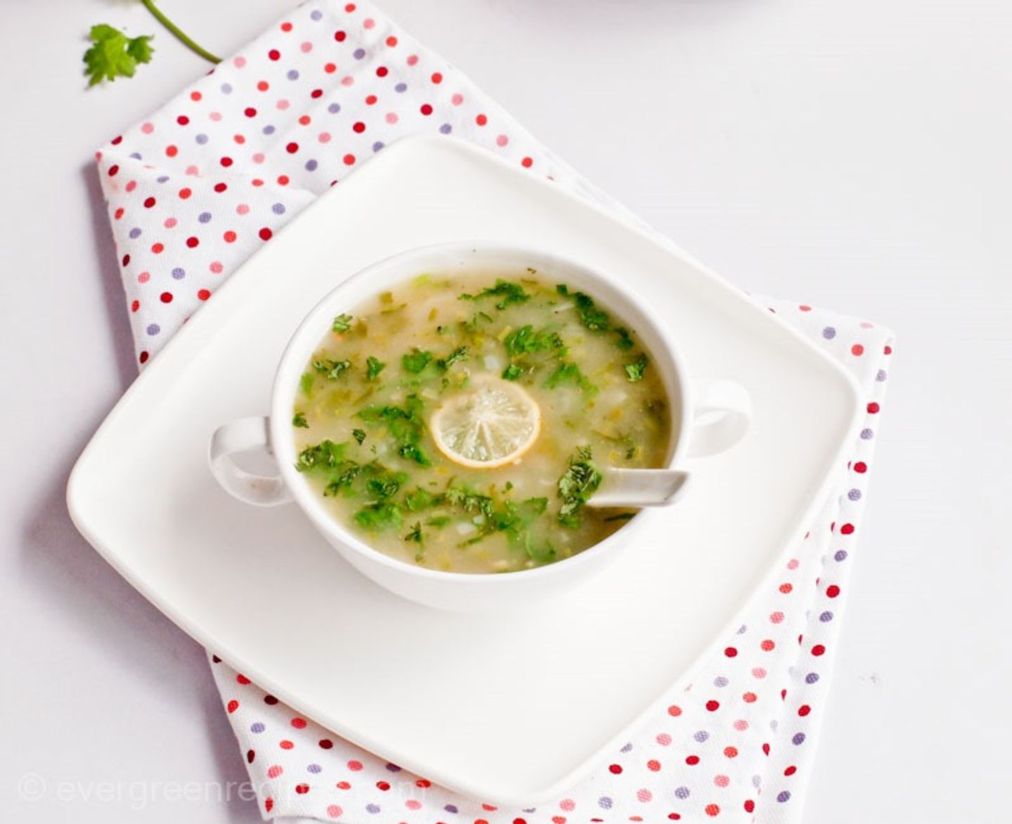 شوربة دجاج بالليمون والكزبرة
