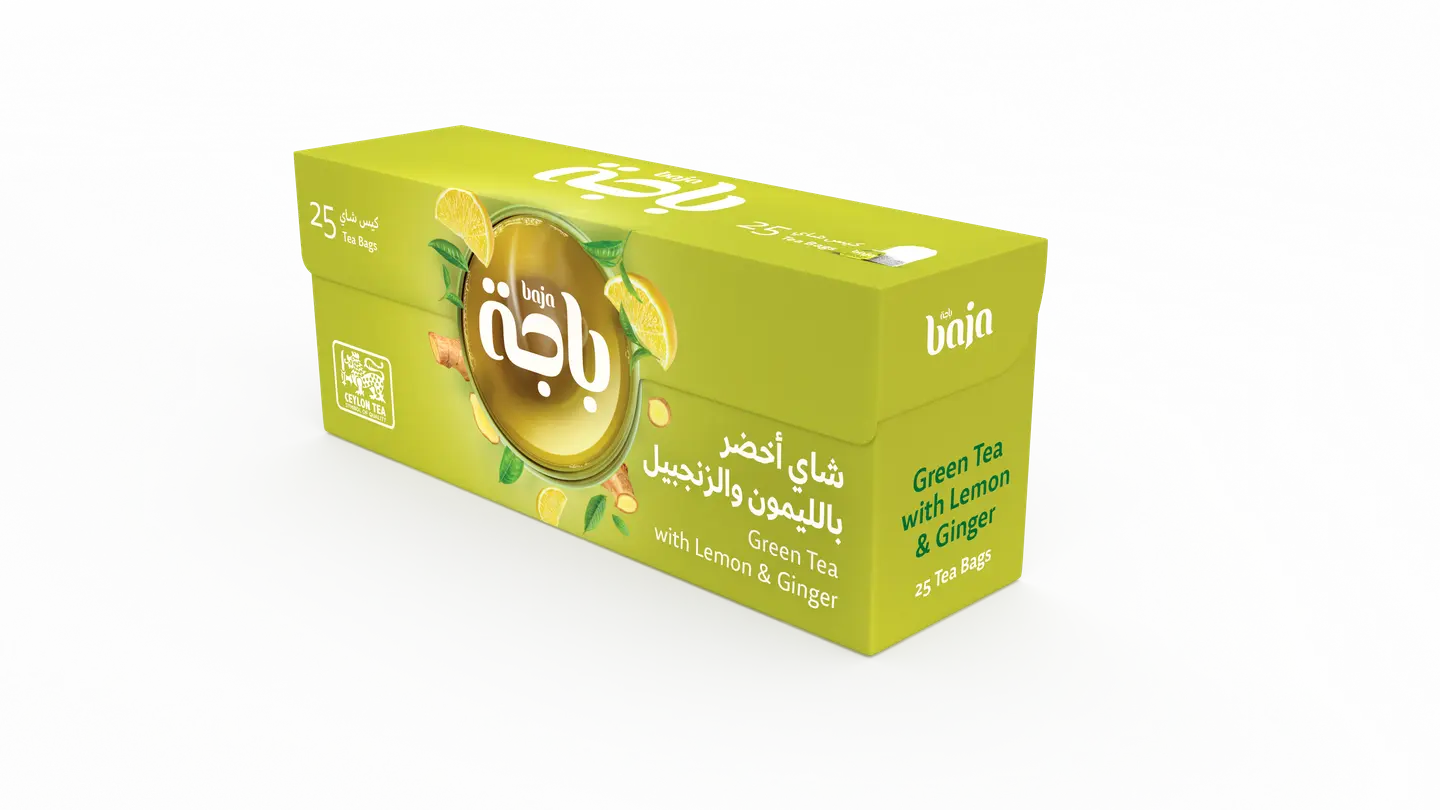 شاي أخضر بالليمون والزنجبيل 25 فتلة