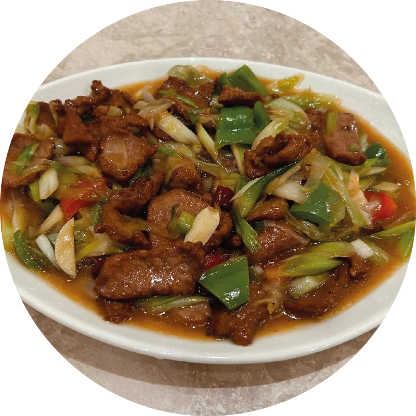 ايدام اللحم مع البصل الاخضر