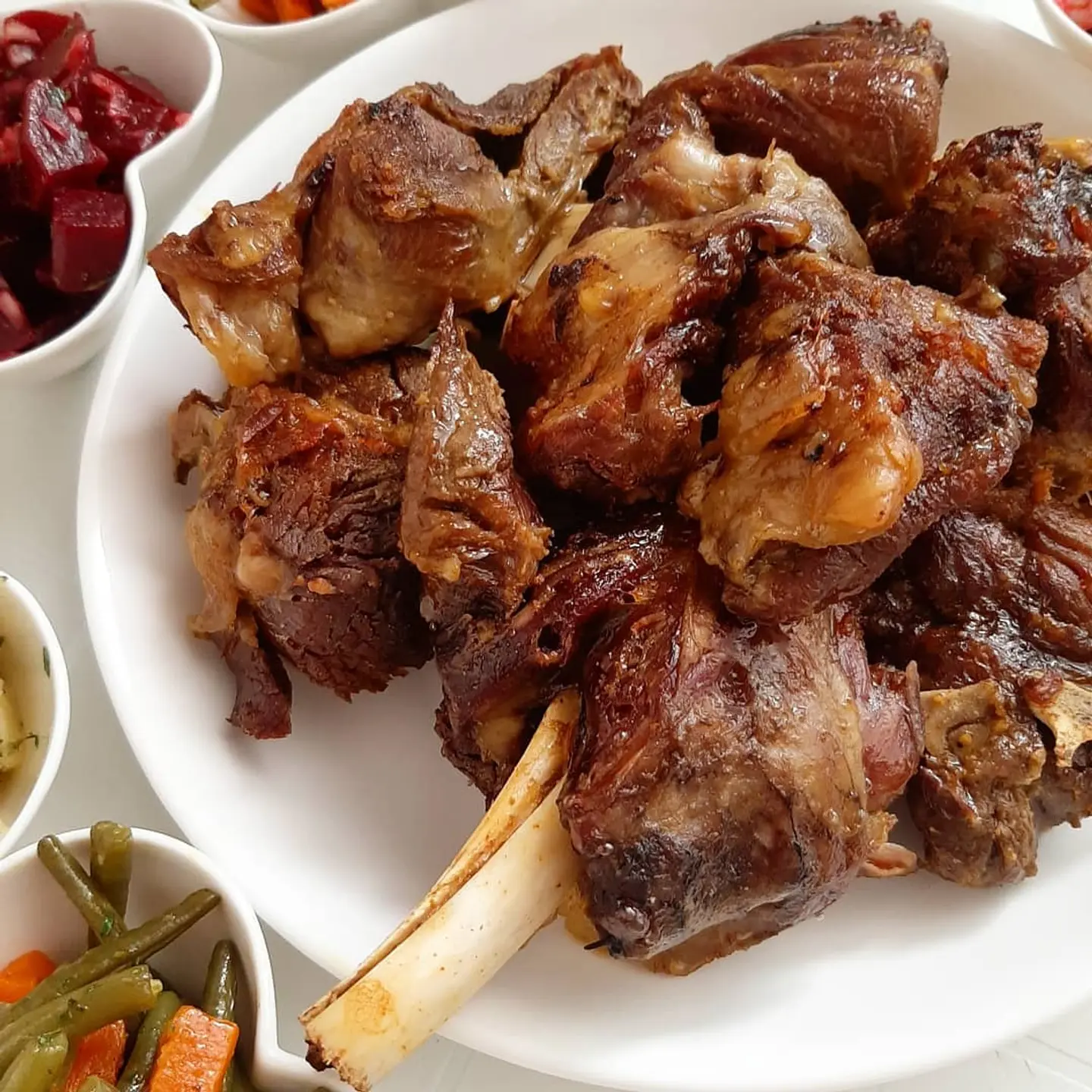 Roasted Veal Meat With Rice And Soup