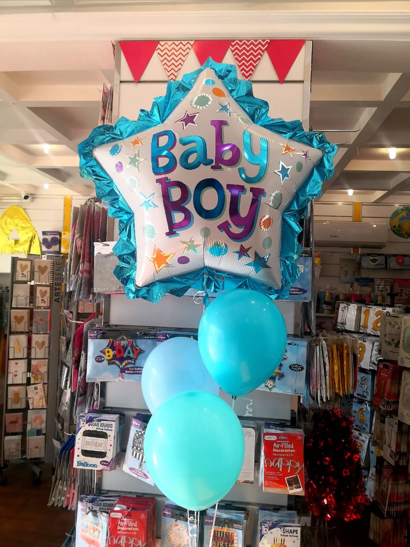 Baby Boy Star Balloon With 3 Latex Balloon