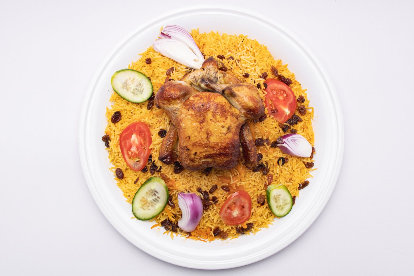 نصف دجاج شواية مع الأرز