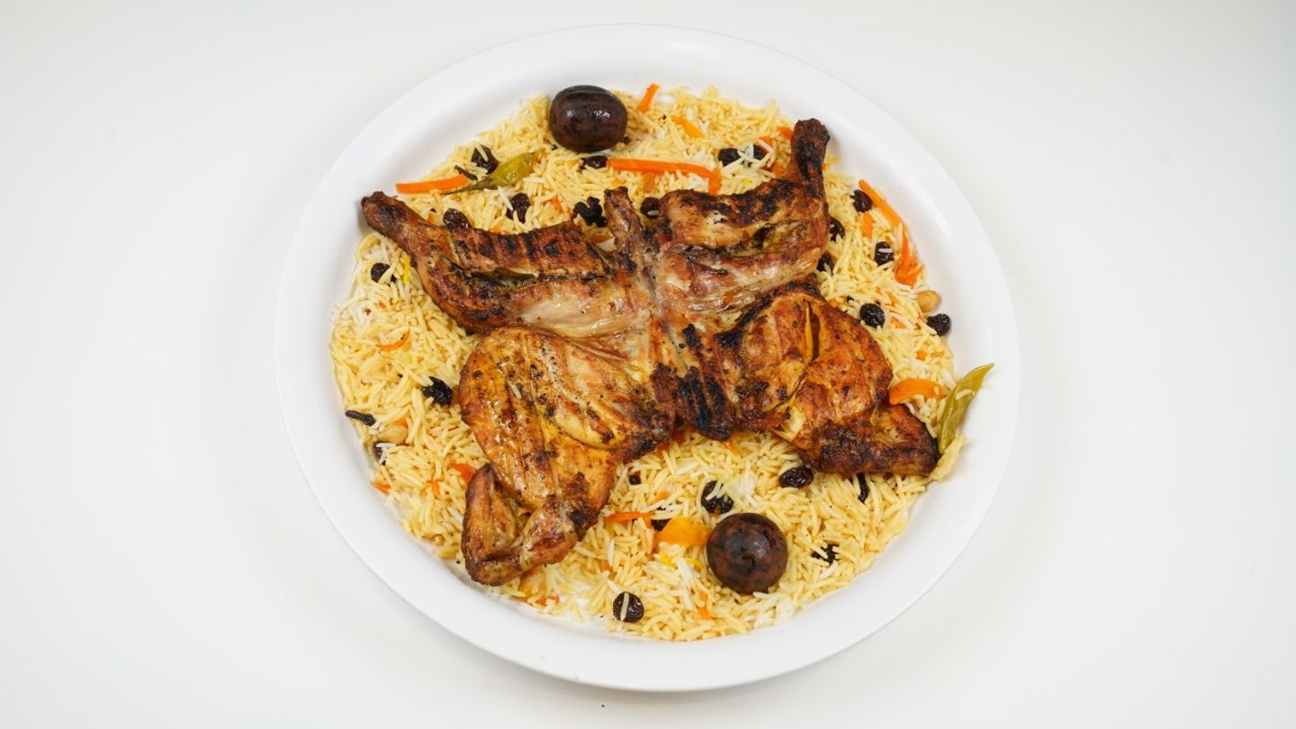 Half A Chicken On Charcoal With Bukhari Rice