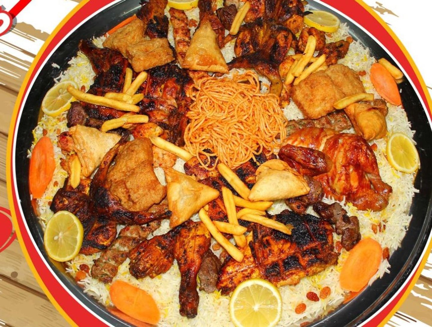 Grill Platter With Rice For 9 People