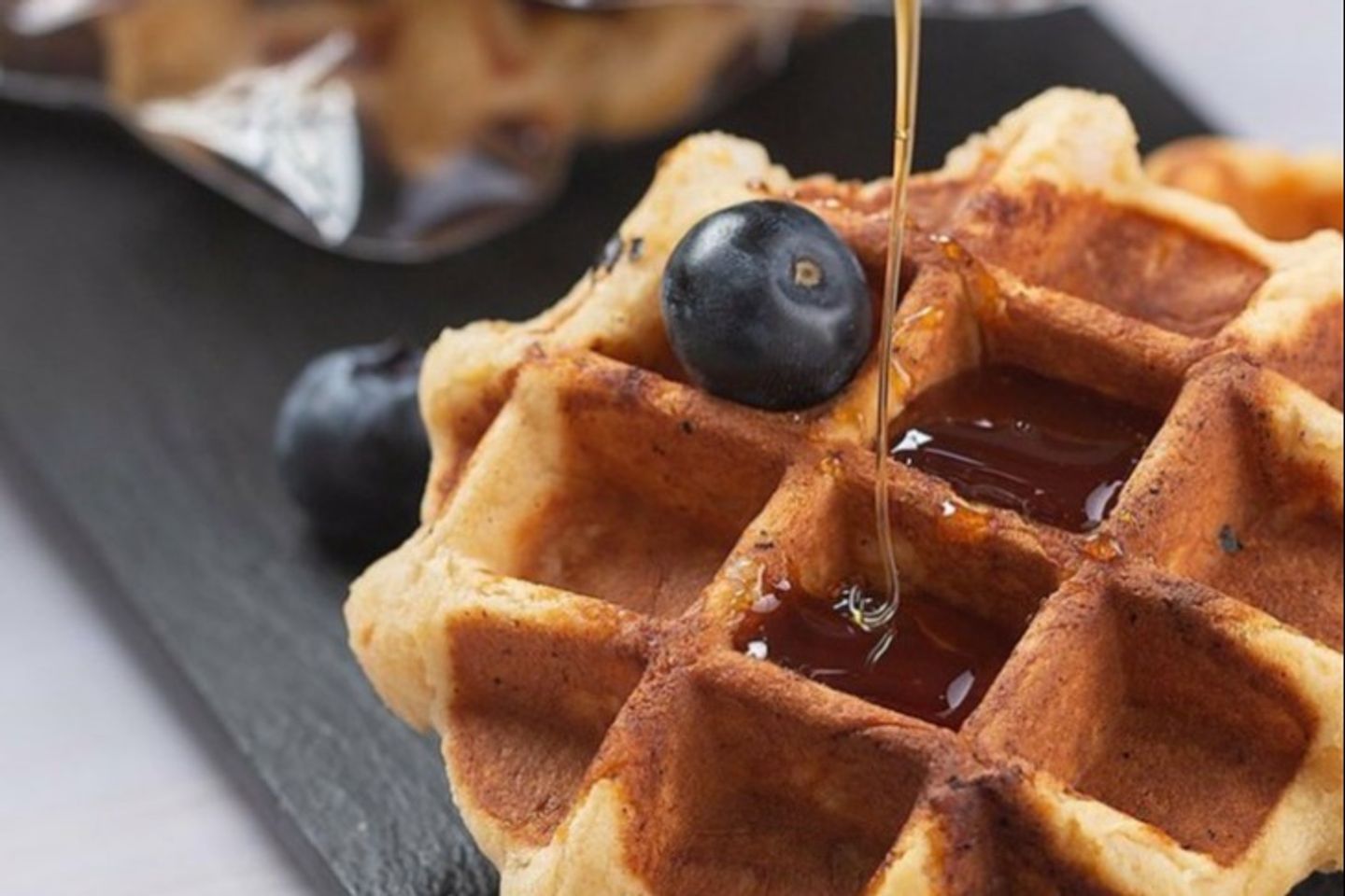 Belgian Waffles With Chocolate Sauce