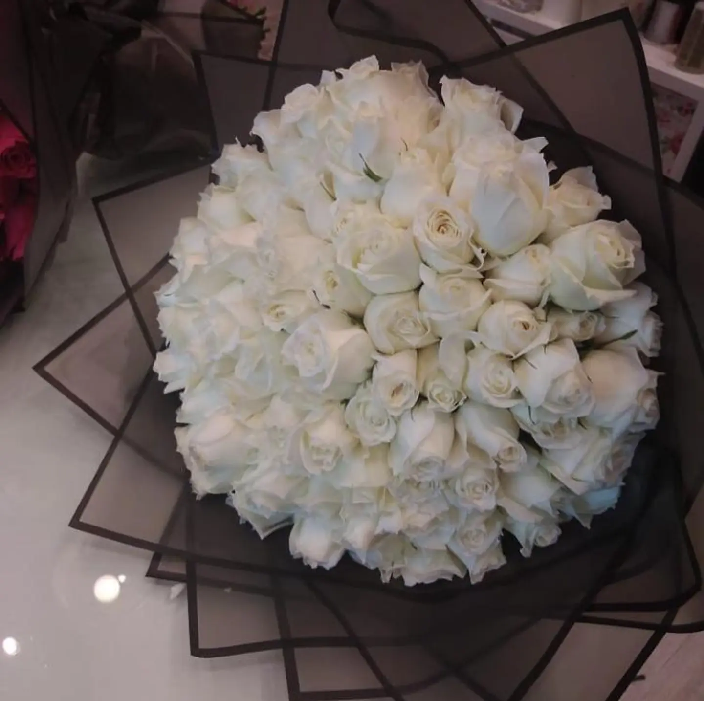 Huge Bouquet With White Roses
