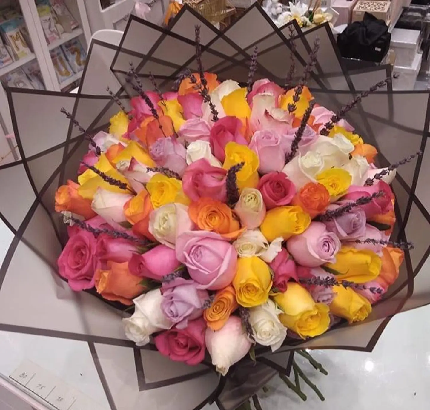 Huge Bouquet With Colored Roses