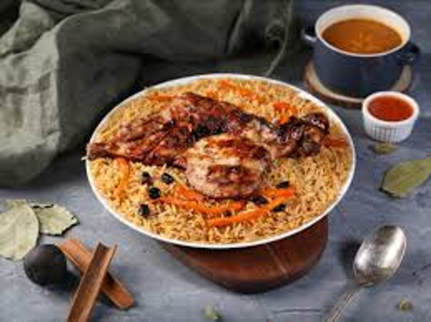 Chicken On Charcoal With Rice