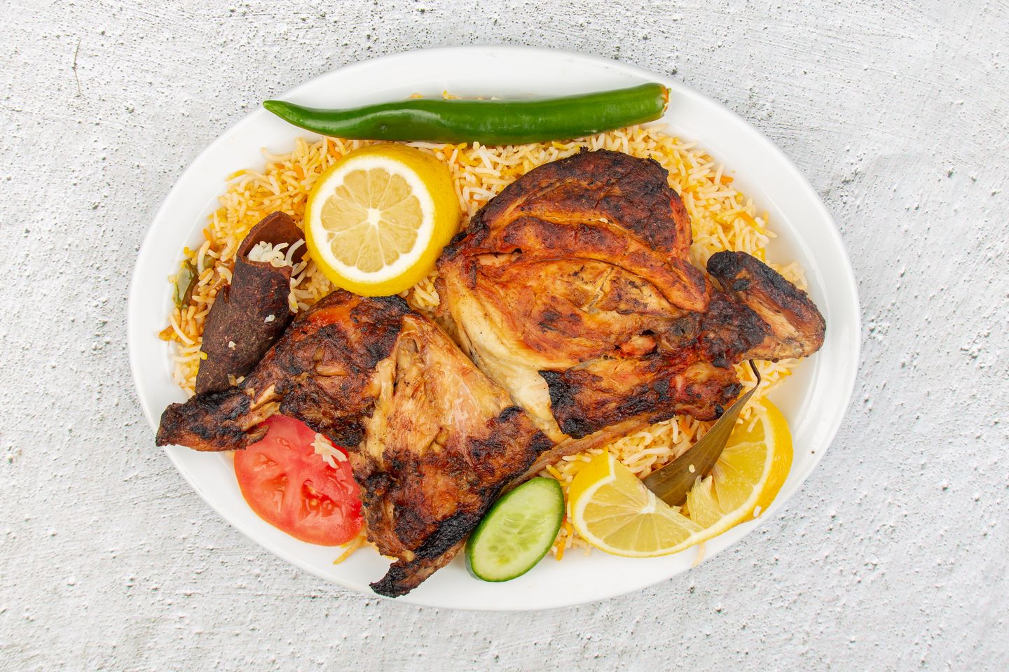 Half A Chicken On Coal With Rice