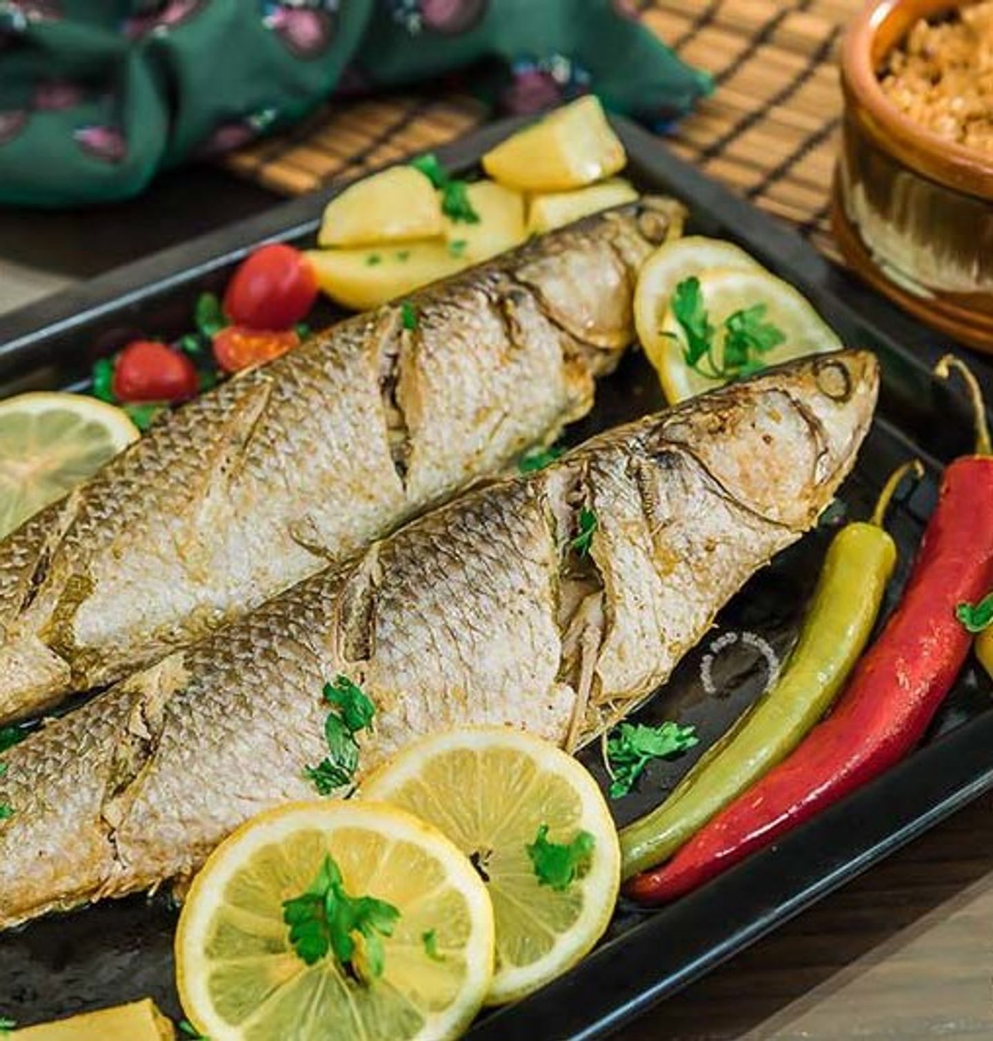 سمك مشوي زيت وليمون