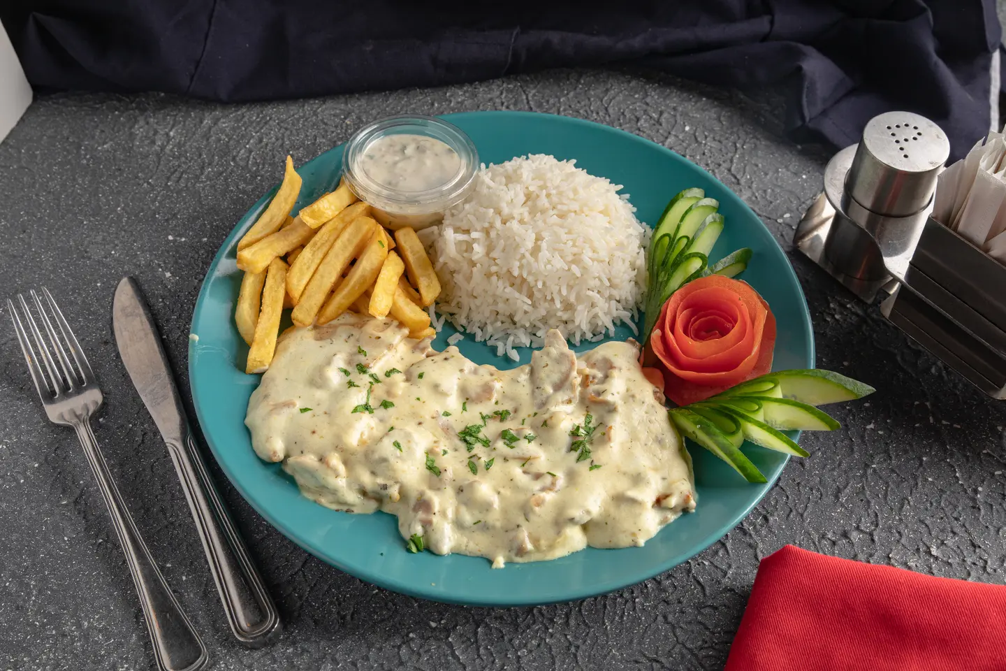 Chicken Mushrooms Cream With Rice