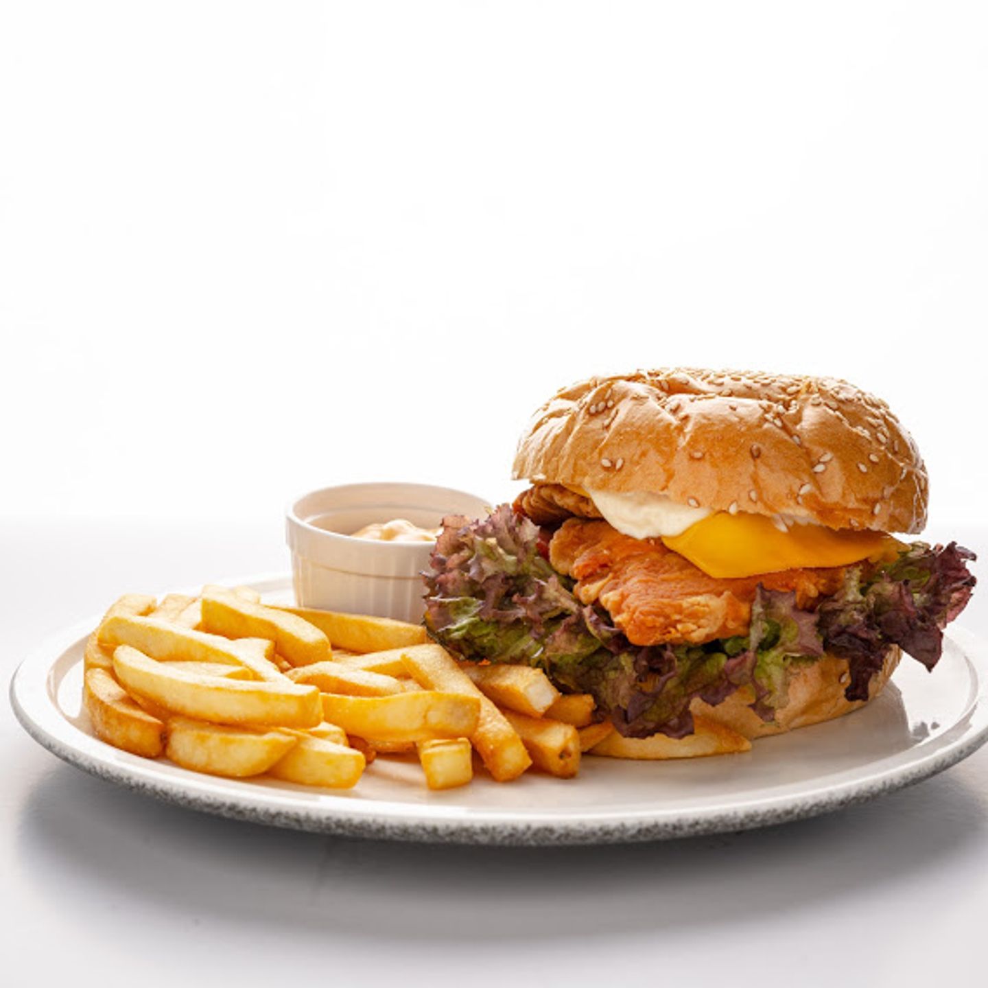 Spicy Zinger Burger With Cheese Sauce