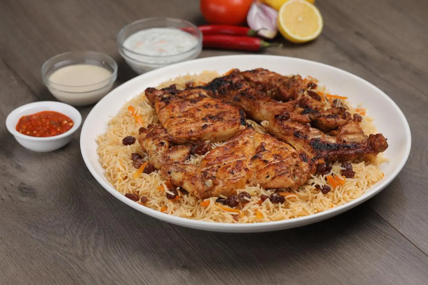 دجاج على الفحم مع الارز