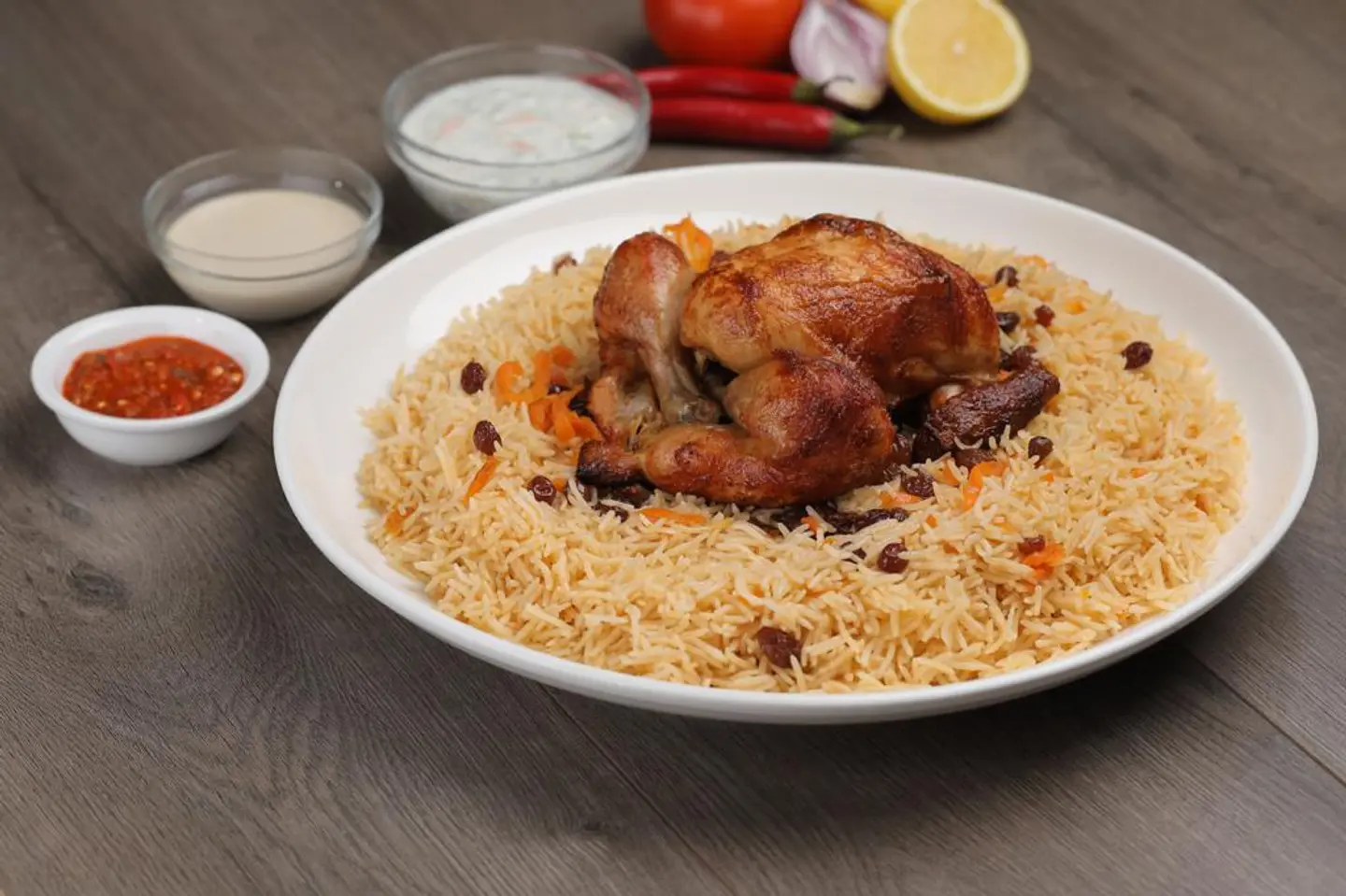 ربع دجاجة مع رز بخاري