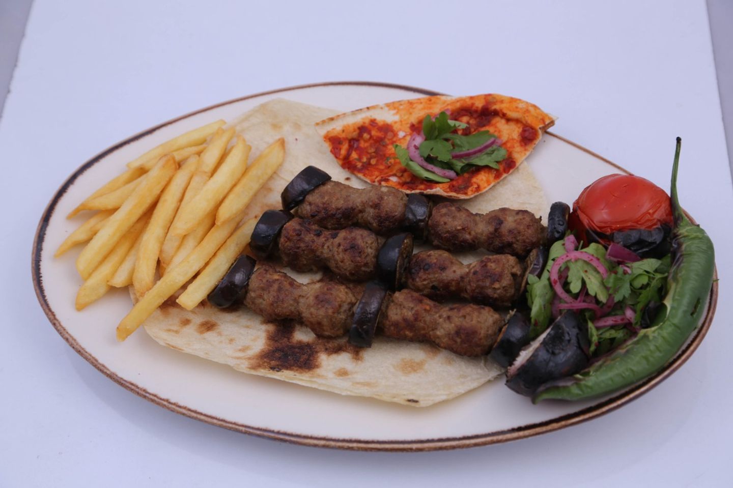 كباب لحم بيذنجان  - وسط