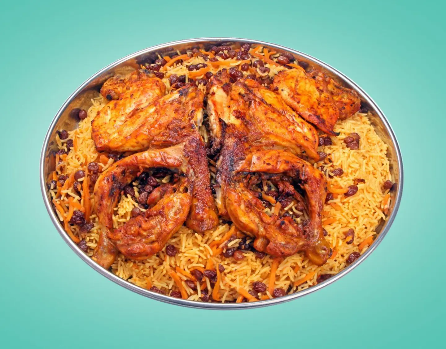 Piece Of Chicken On Charcoal With Rice