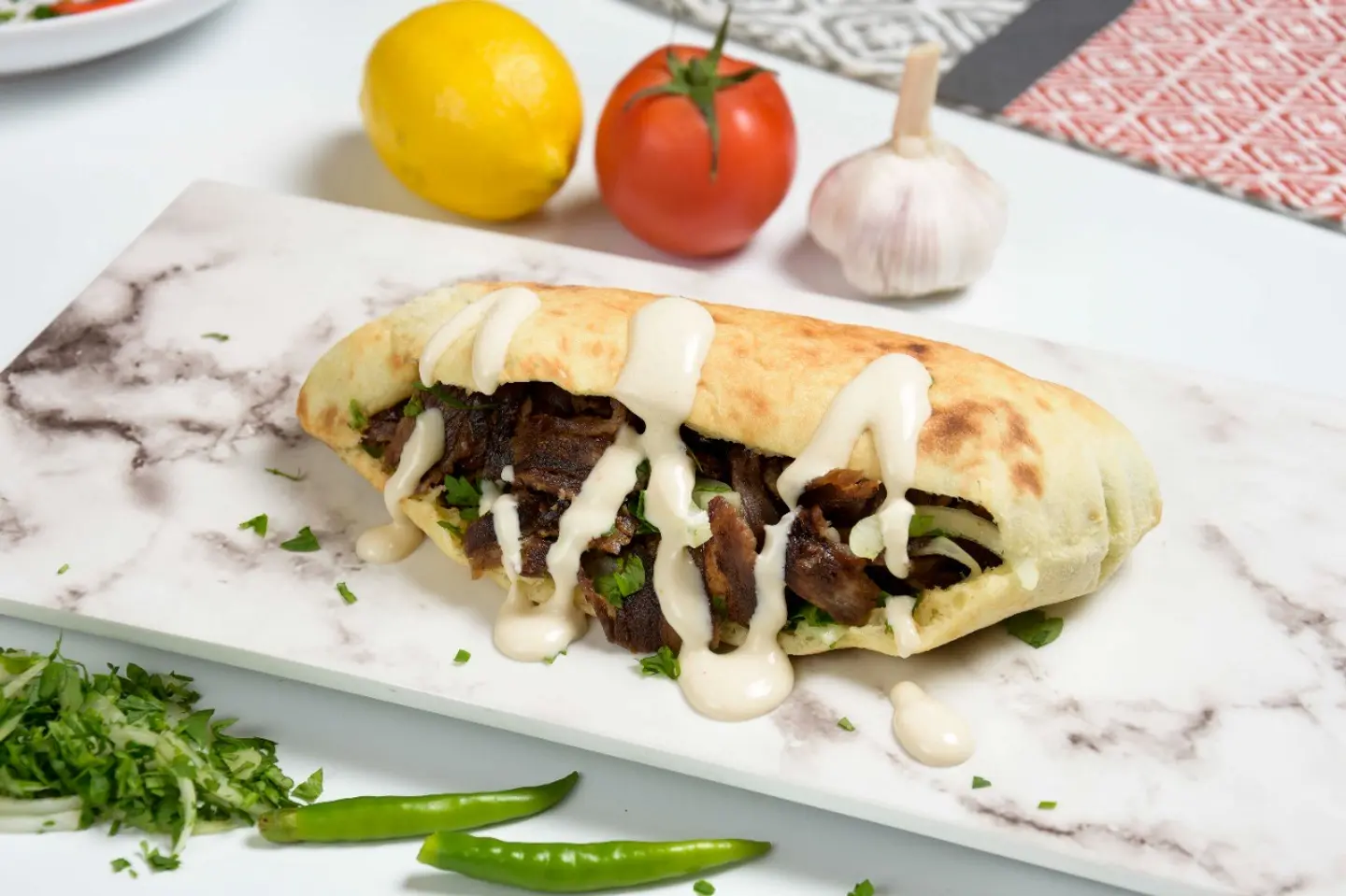 Small Meat Shawarma In Oven Bread