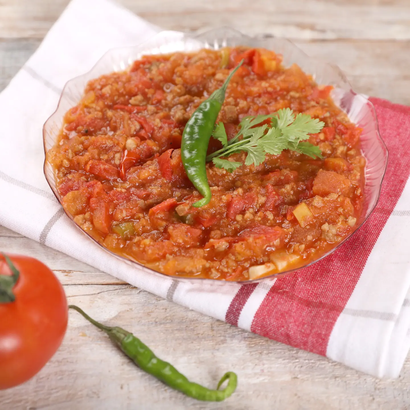 قلاية طماطم مع الفلفل الحار والثوم