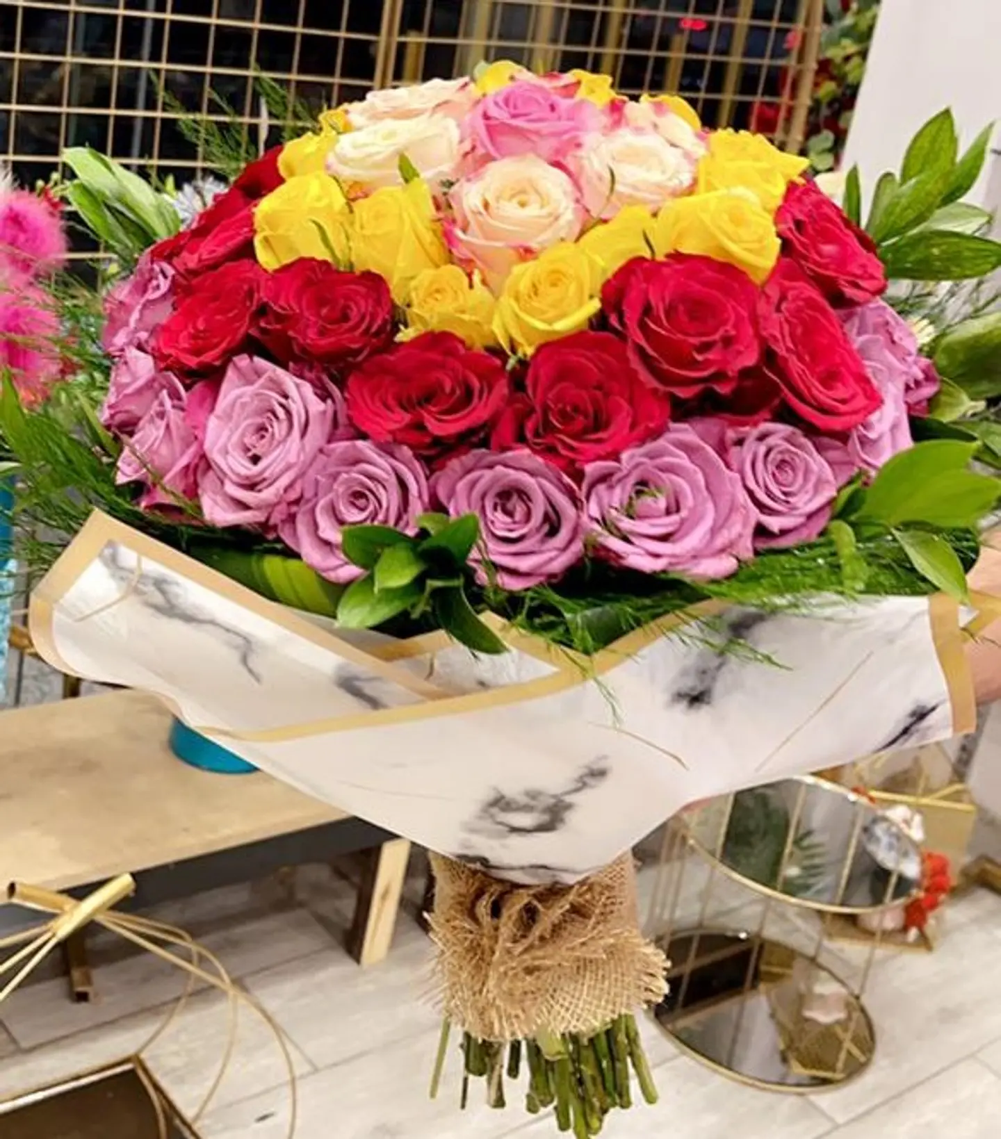 Bouquet Of Jouri Roses Varied In Layers