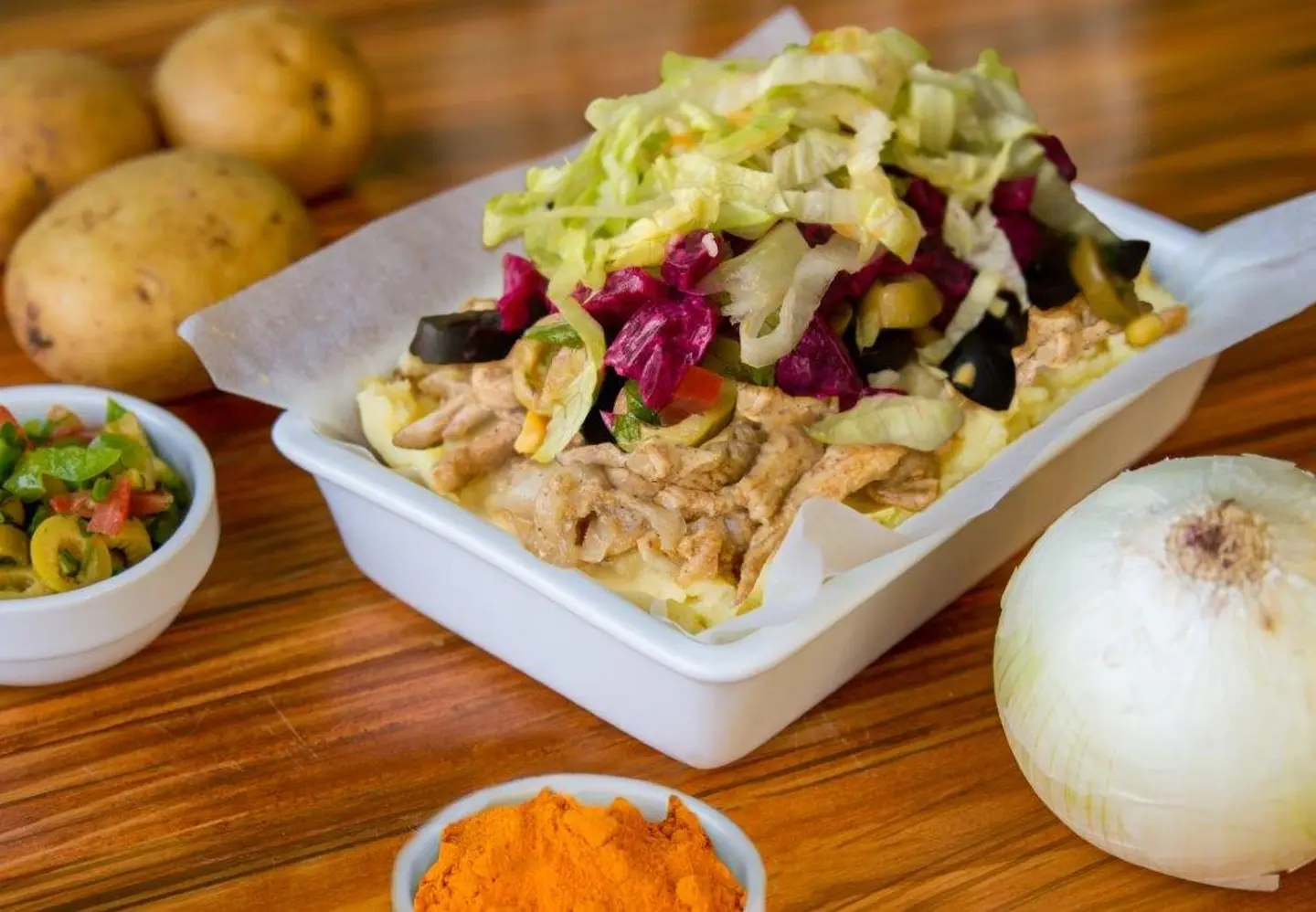 بطاطا مع دجاج الترياكي