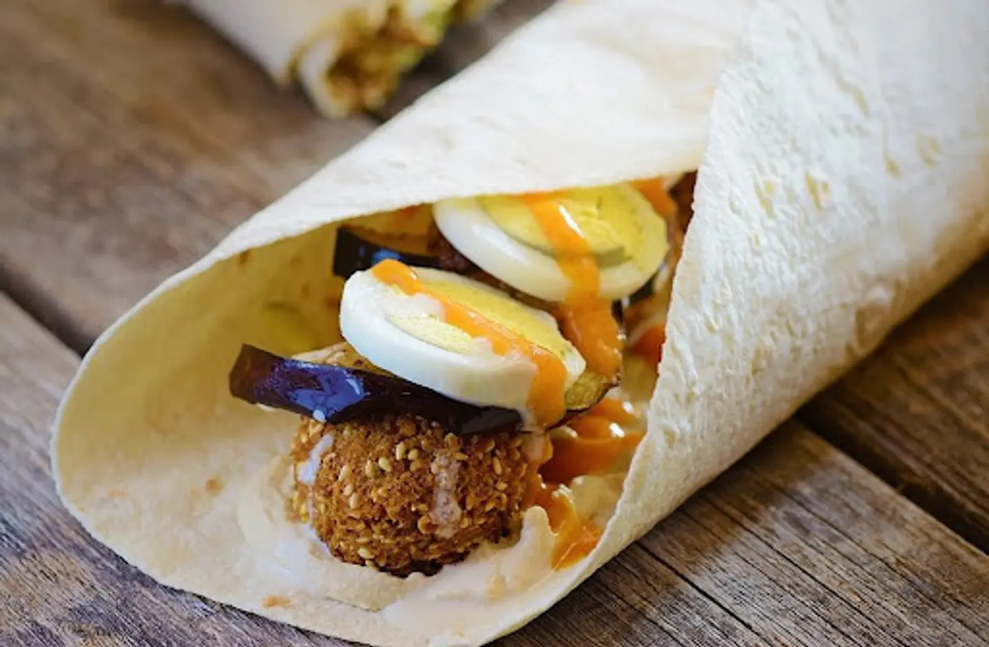Mixed Falafel Sandwich With Hummus And Eggs