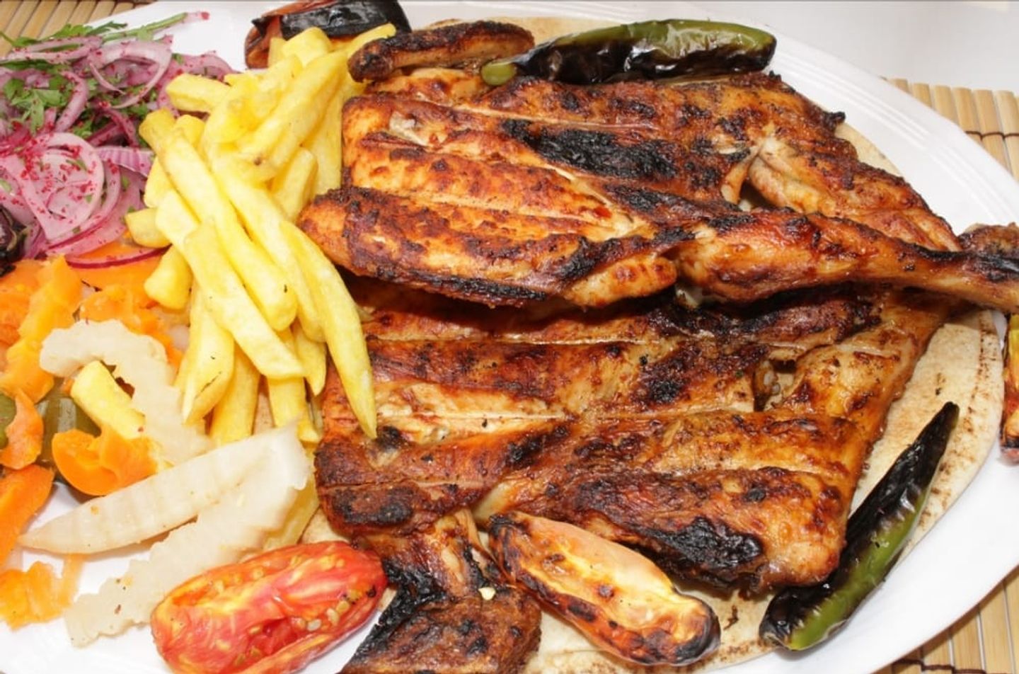 Half Plain Chicken On Charcoal