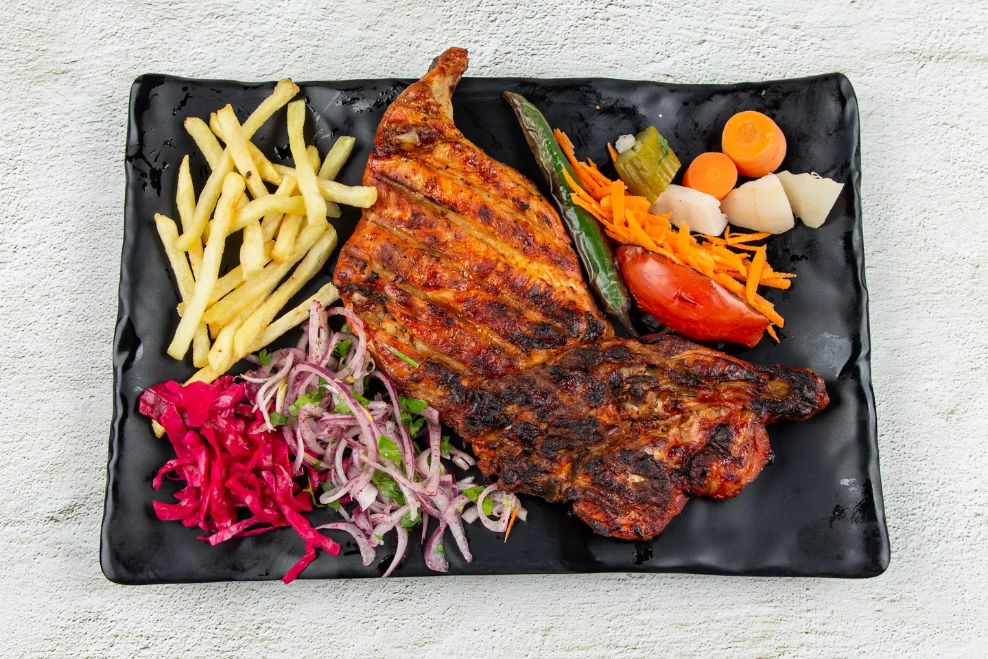 Chicken Half On Charcoal With Rice