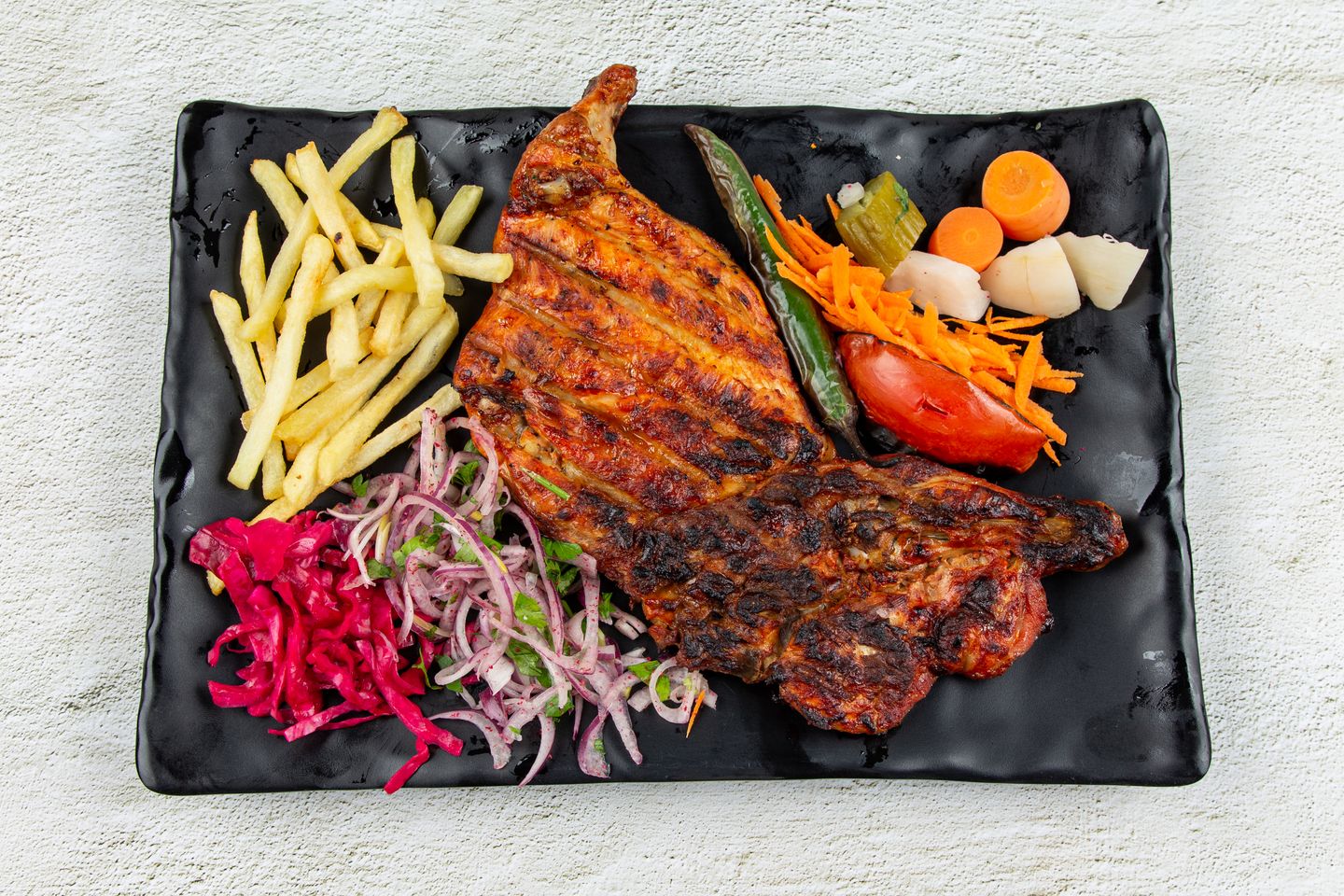 Chicken Half On Charcoal With Rice