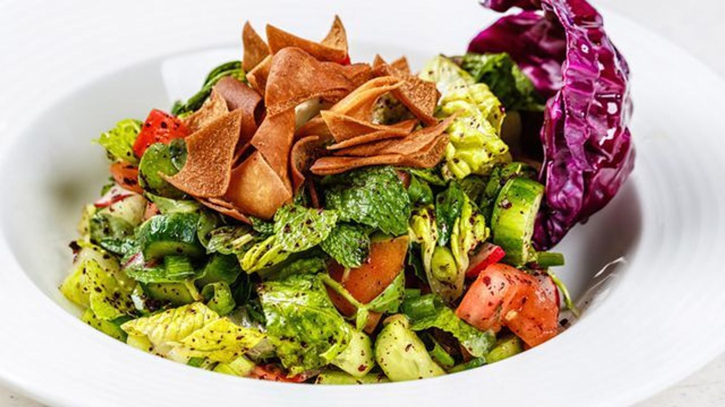 Fattoush With  Pomegranate Seeds