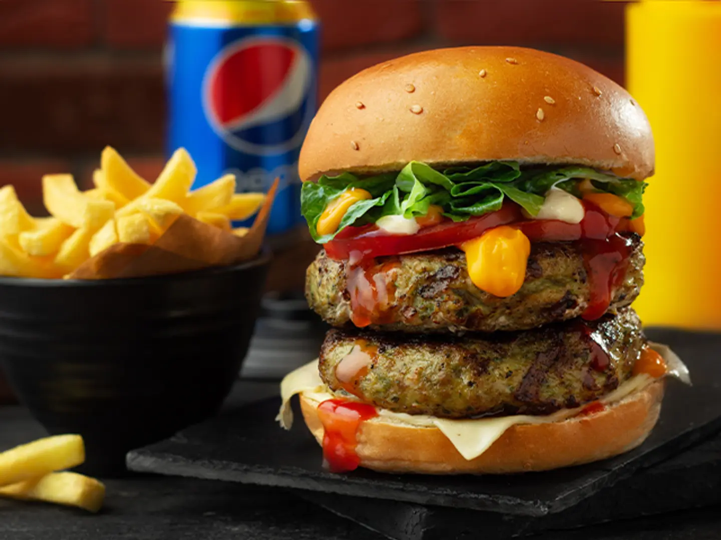 Double Chicken Burger Meal