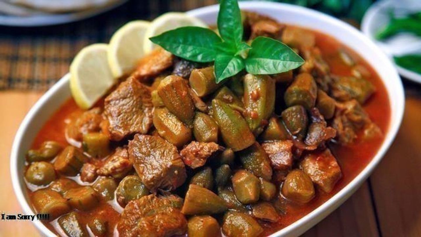 طاجن بامية باللحم