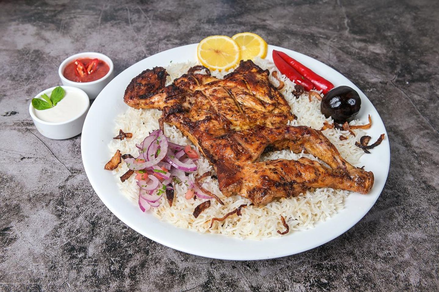 نص حبه على الفحم مع الرز