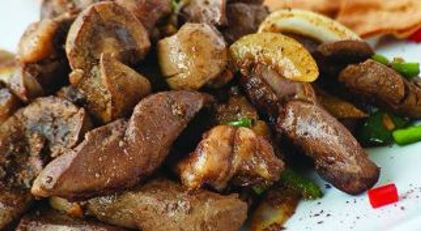 Liver And Kidney And Grilled Hearts With Pomegranate Molasses