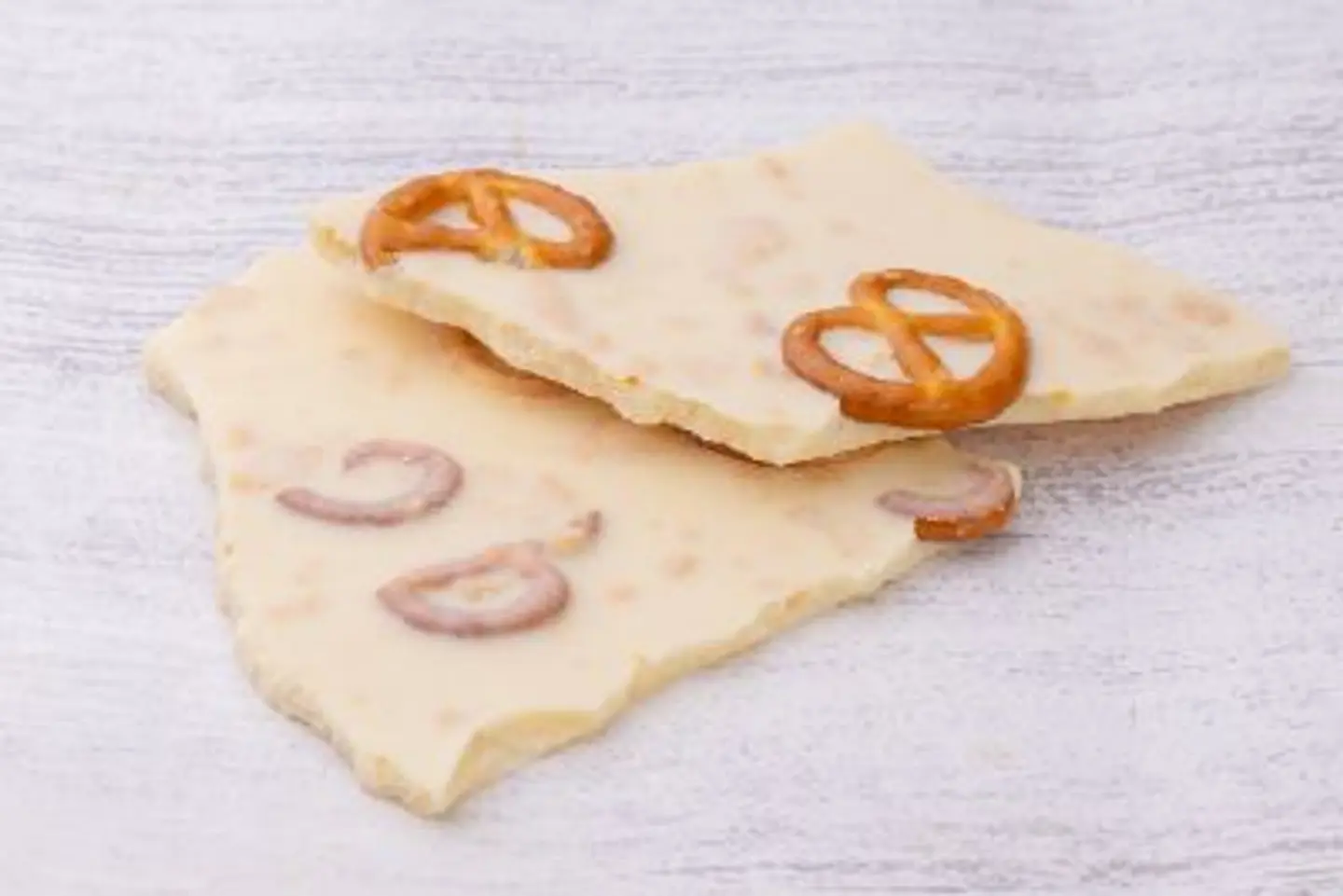 Slices Of White Chocolate With Pretzel